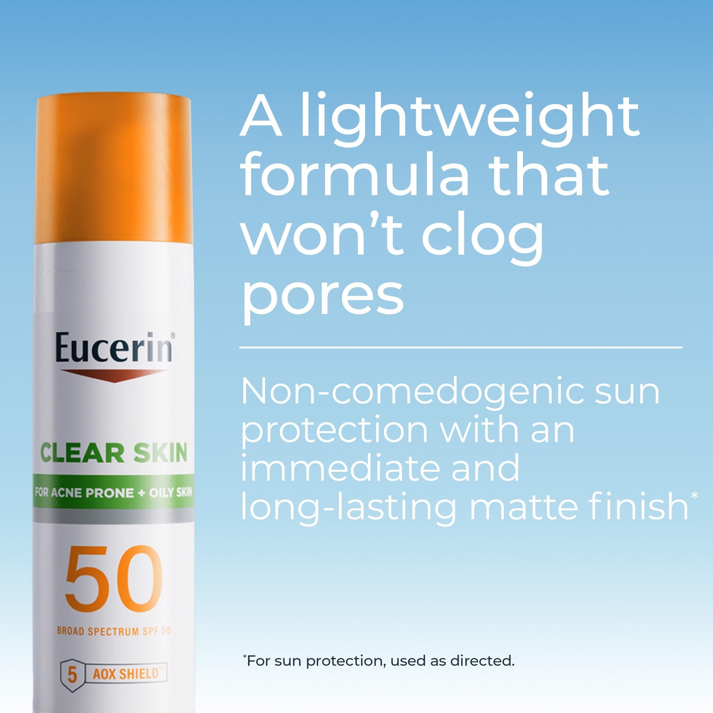 Eucerin Sun Clear Skin Face Sunscreen Lotion SPF 50 for Acne Prone and Oily Skin, Lightweight Sunscreen with Oil-Absorbing Minerals, Won't Cause Beauty & Personal Care Eucerin