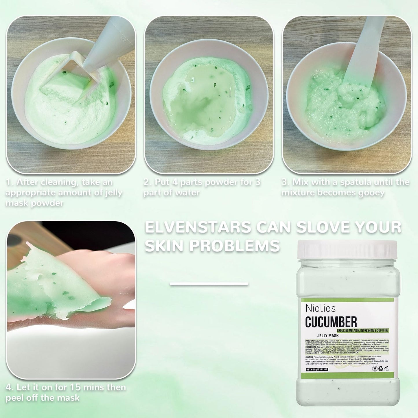 Nielies Jelly Face Mask for Facials - Cucumber Hydrating Jelly Mask | Professional Hydro jelly Masks | Vajacial | 23 Oz Beauty & Personal Care Nielies