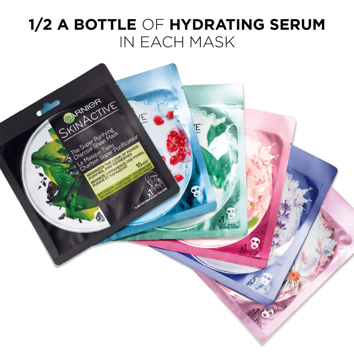 Garnier SkinActive Super Hydrating Sheet Mask, Glow-Boosting, 6 Count