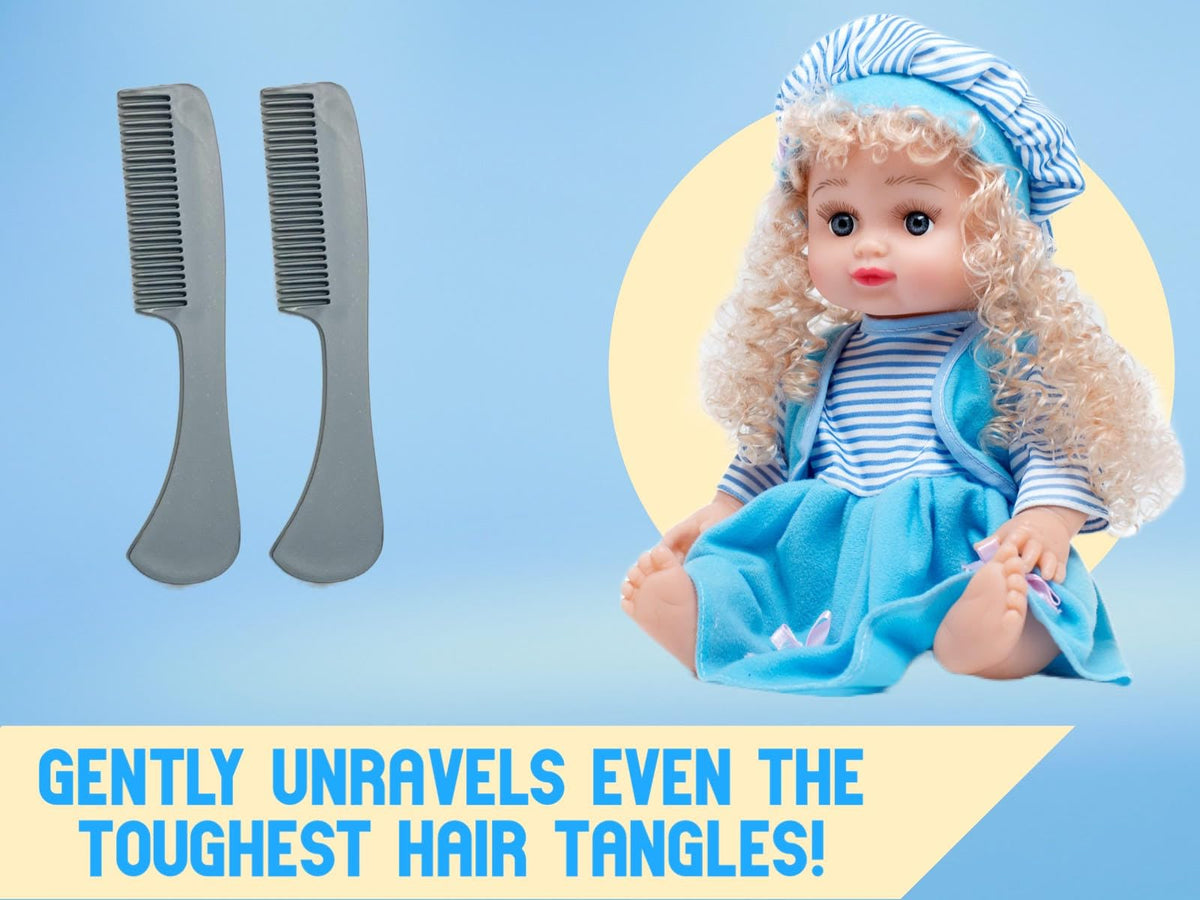 G.B.S Unbreakable Doll Comb Set for Grooming - Fine Toothed Combs, Small Pocket Size Design, For Styling and Detangling Doll Hair or Wig Gray(Pack of