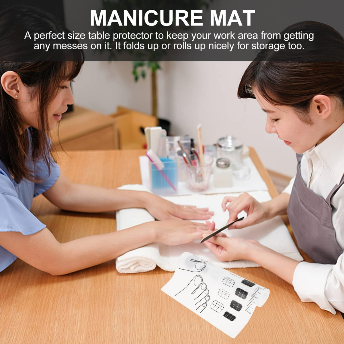 Silicone Nail Mat Acrylic Nail Training Mat Polish Practice Pad Stamping Plate Sticker Trainer Guide Table Cover Palette Tool for Polish Coloring