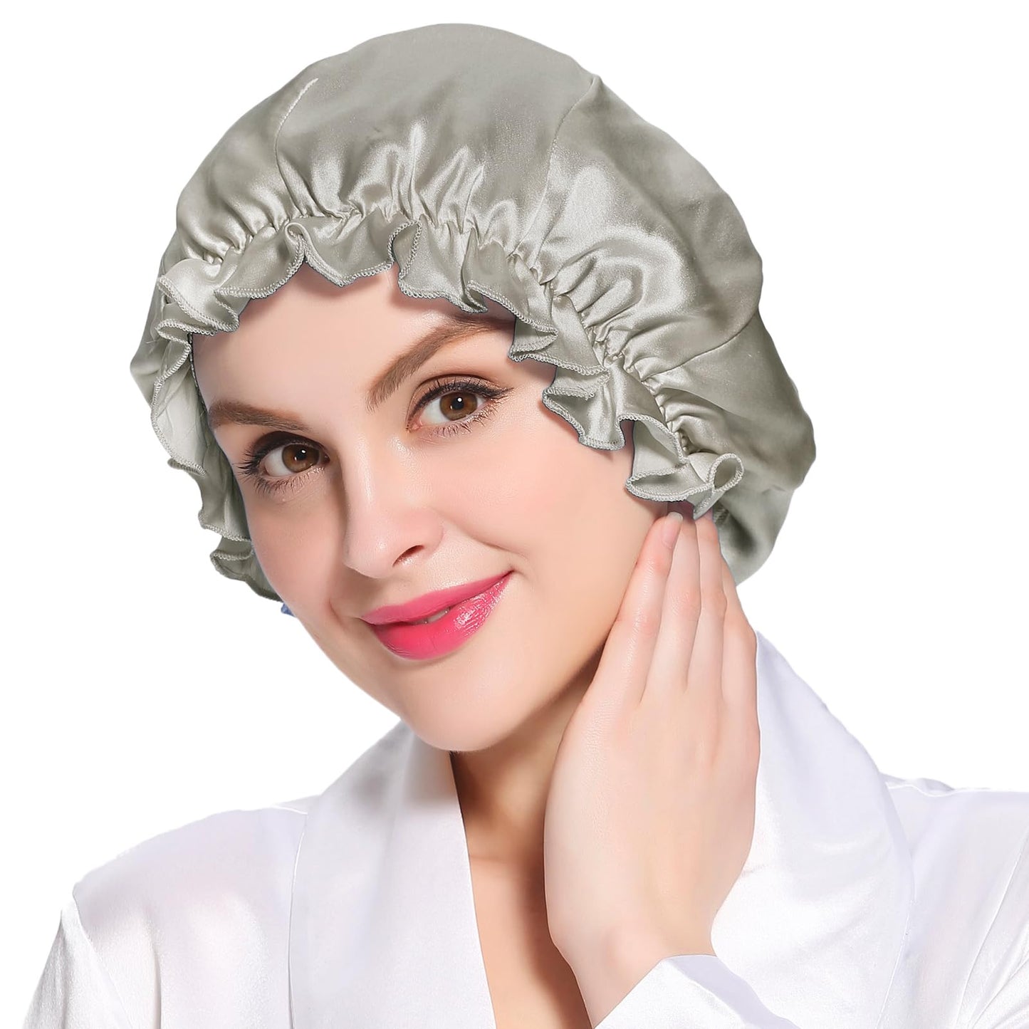 LILYSILK Silk Bonnet for Long and Cruly Hair Womens 100% Mulberry Silk Sleep Cap Ladies Hair Warp for Sleeping with Elastic Band Frills Silk Turban Beauty and Personal Care LilySilk
