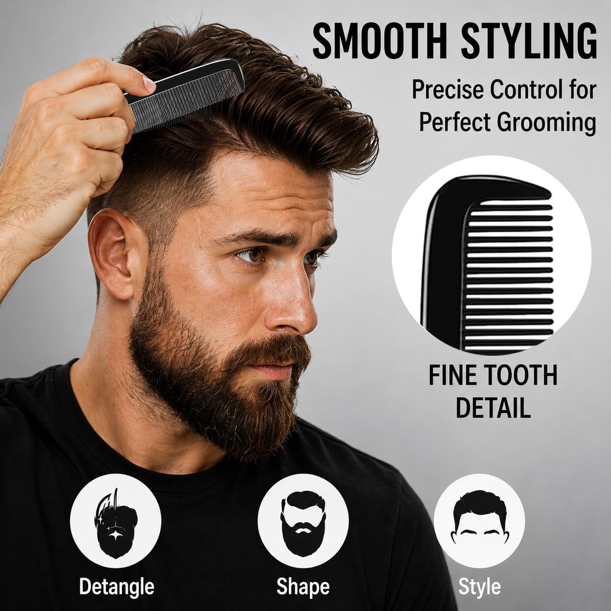 LUXXII Pocket Beard Comb 6 Pack, 5 Inch Fine Tooth Hair Comb for Men, Travel Barber Comb, Mustache Styling Comb, Grooming Comb for Beard Hair Beauty and Personal Care LUXXII