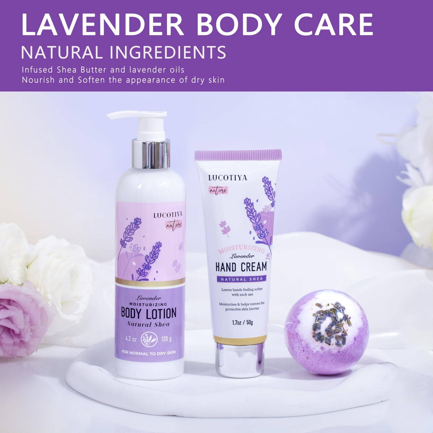 Lavender Spa Bath and Body Gift Set - Relaxing Self Care Baskets for Women - Birthday Gifts for Her, Sister, Mom, Wife Beauty and Personal Care LUCOTIYA