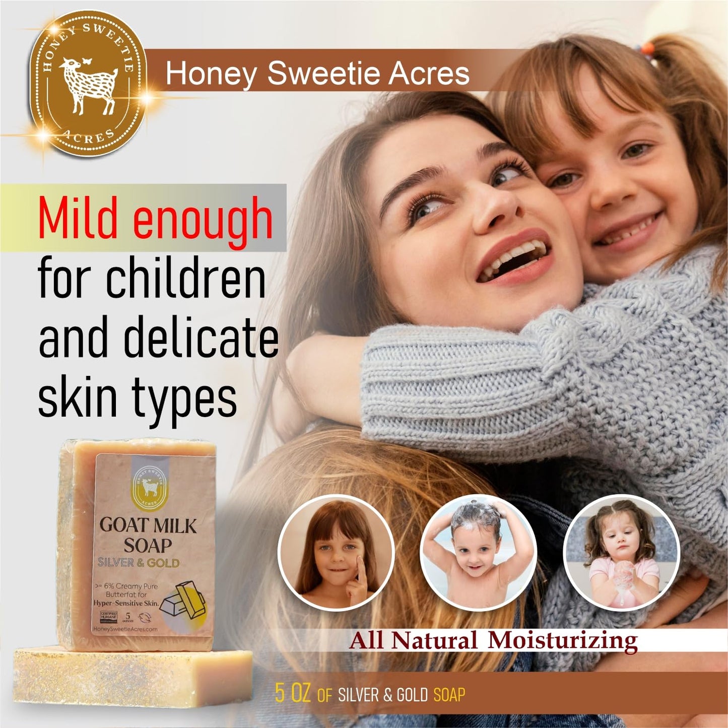 Honey Sweetie Acres Silver and Gold Goat Milk Soap - Handmade 5 oz Bar, Made with Natural Ingredients, Moisturizing & Gentle, Made in the USA Beauty & Personal Care Honey Sweetie Acres