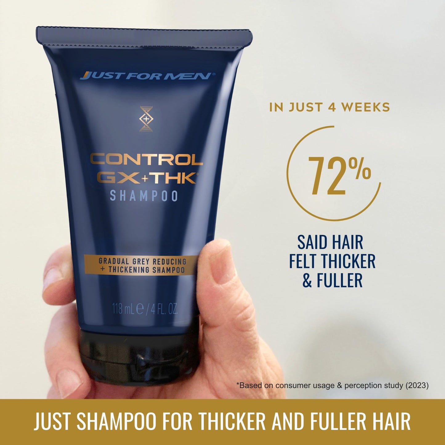 Just for Men Control GX + THK Thickening Shampoo with Grey Reduction, Shampoo for Thinning Hair with Alpha Keratin, Thickens Hair Up to 20%, Works Beauty and Personal Care Just for Men
