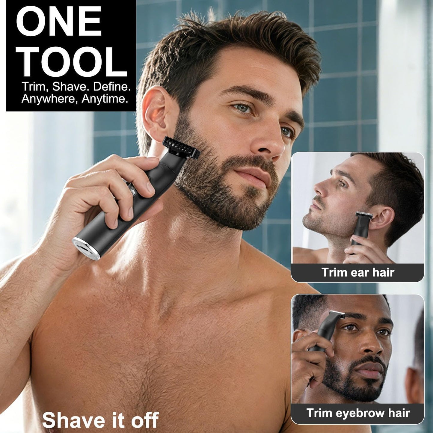 RAXMETRY Beard Trimmer for Men, All-in-One Tool Electric Shaver for Men with Perforated Dual-Sided Blades,Painless Trimmer for Man,IPX7 Waterproof Beauty and Personal Care RAXMETRY