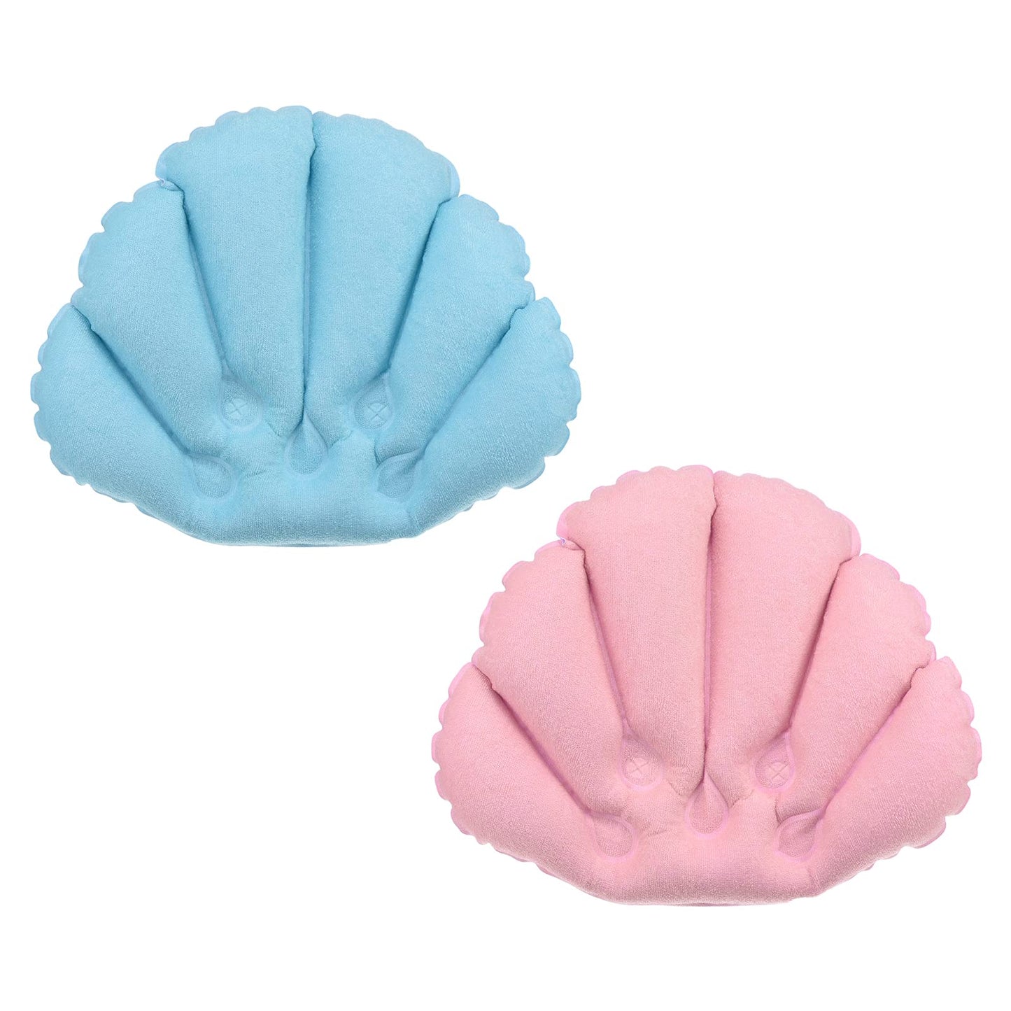 PATIKIL Inflatable Bath Pillow with Suction Cups, 2 Pack Terry Cloth Covered Shell Shape Soft Bath Spa Cushion Neck Support for Bathtub Hot Tub (Blue Beauty and Personal Care PATIKIL