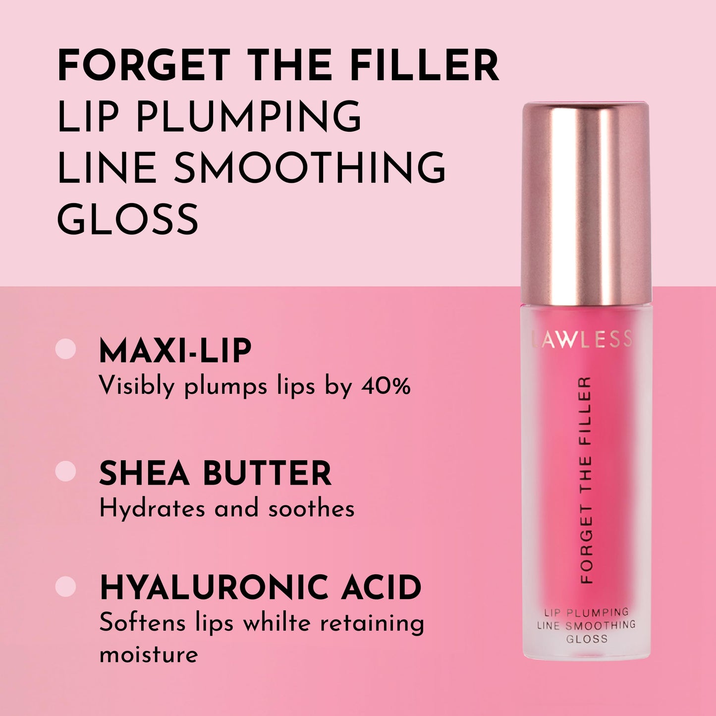 Lawless Women's Forget The Filler Lip Plumper Line Gloss, Juicy Watermelon, Pink, 0.11 Fl Oz (Pack of 1) Beauty & Personal Care LAWLESS