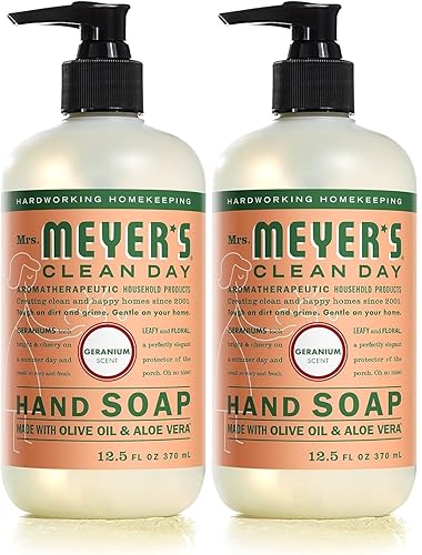 MRS. MEYER'S CLEAN DAY Hand Soap, Geranium, Made with Essential Oils, 12.5 oz- Pack of 2 Beauty & Personal Care Mrs. MEYER'S