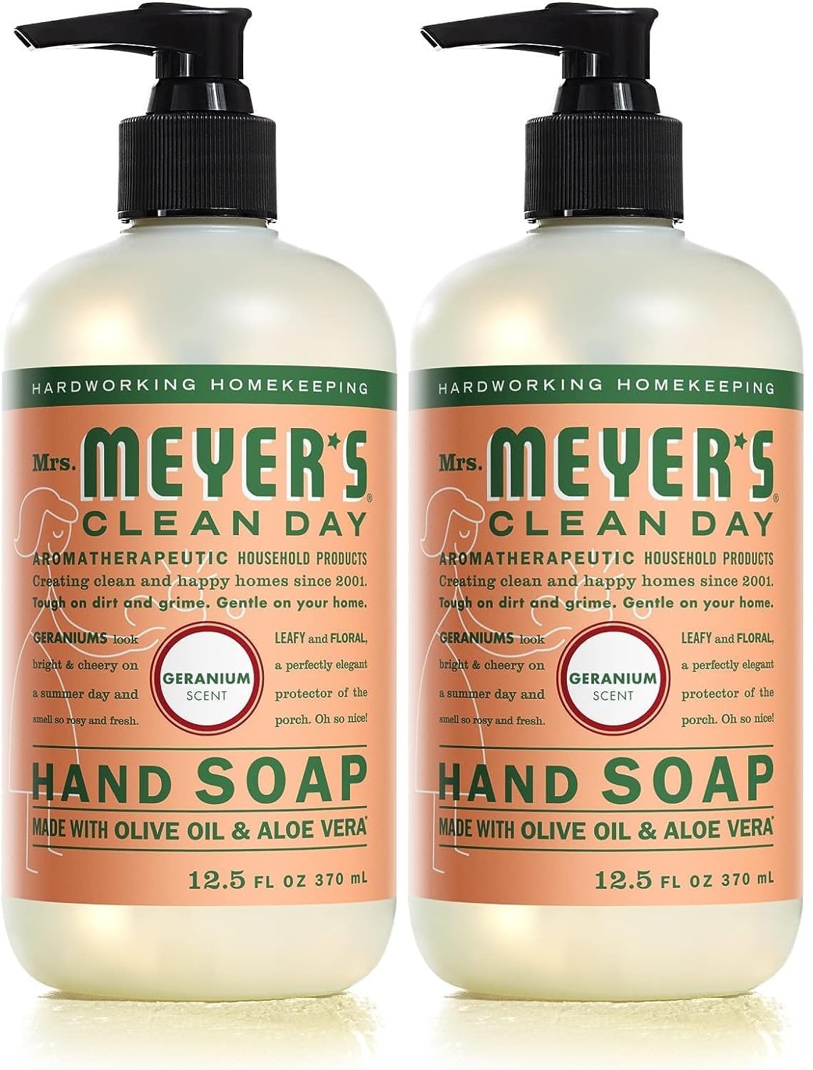 MRS. MEYER'S CLEAN DAY Hand Soap, Geranium, Made with Essential Oils, 12.5 oz- Pack of 2 Beauty & Personal Care Mrs. MEYER'S