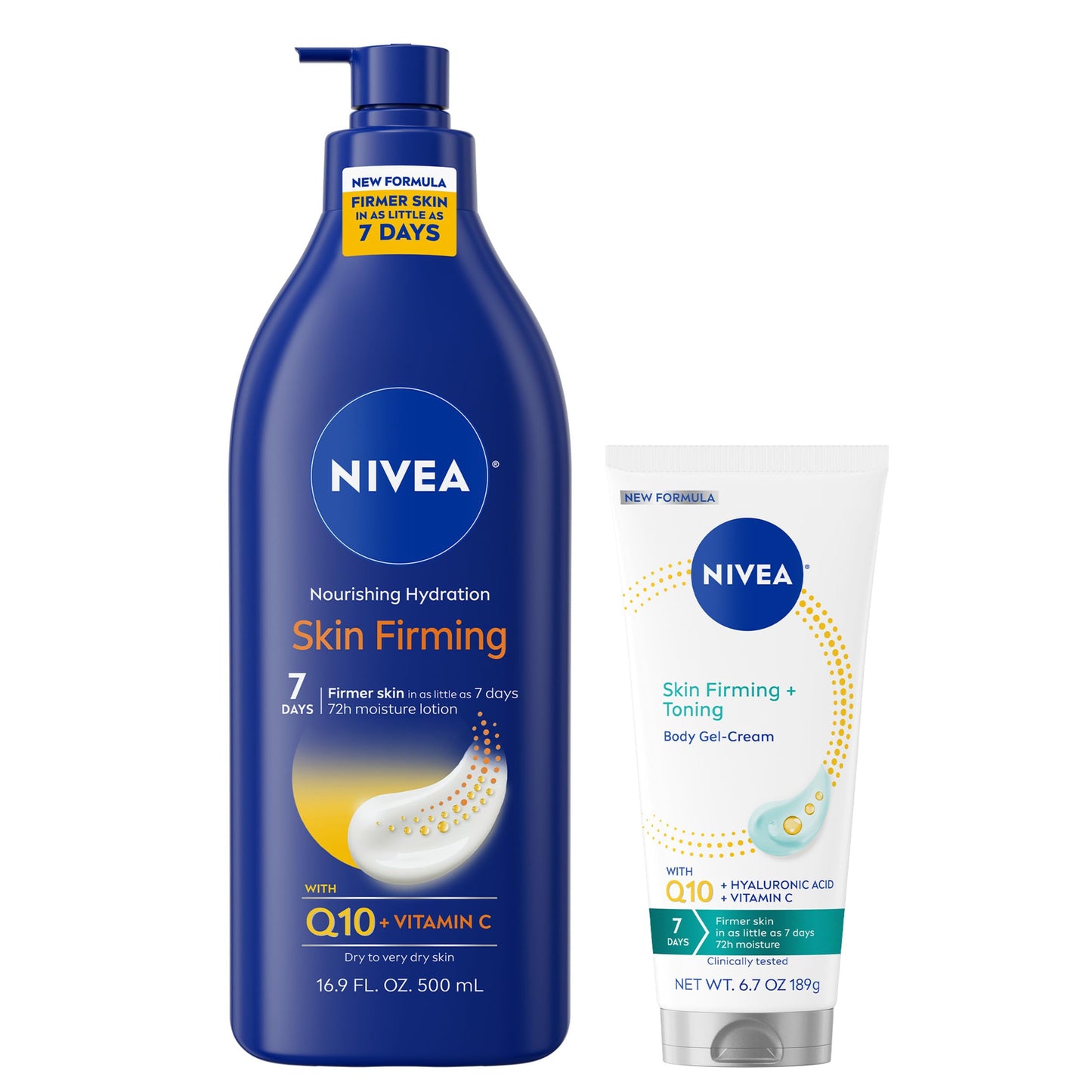 NIVEA Nourishing Hydration Skin Firming Body Lotion (16.9 Fl Oz) + Skin Firming & Toning Body Gel Cream with Hyaluronic Acid (6.7 Oz), Enriched Beauty & Personal Care NIVEA