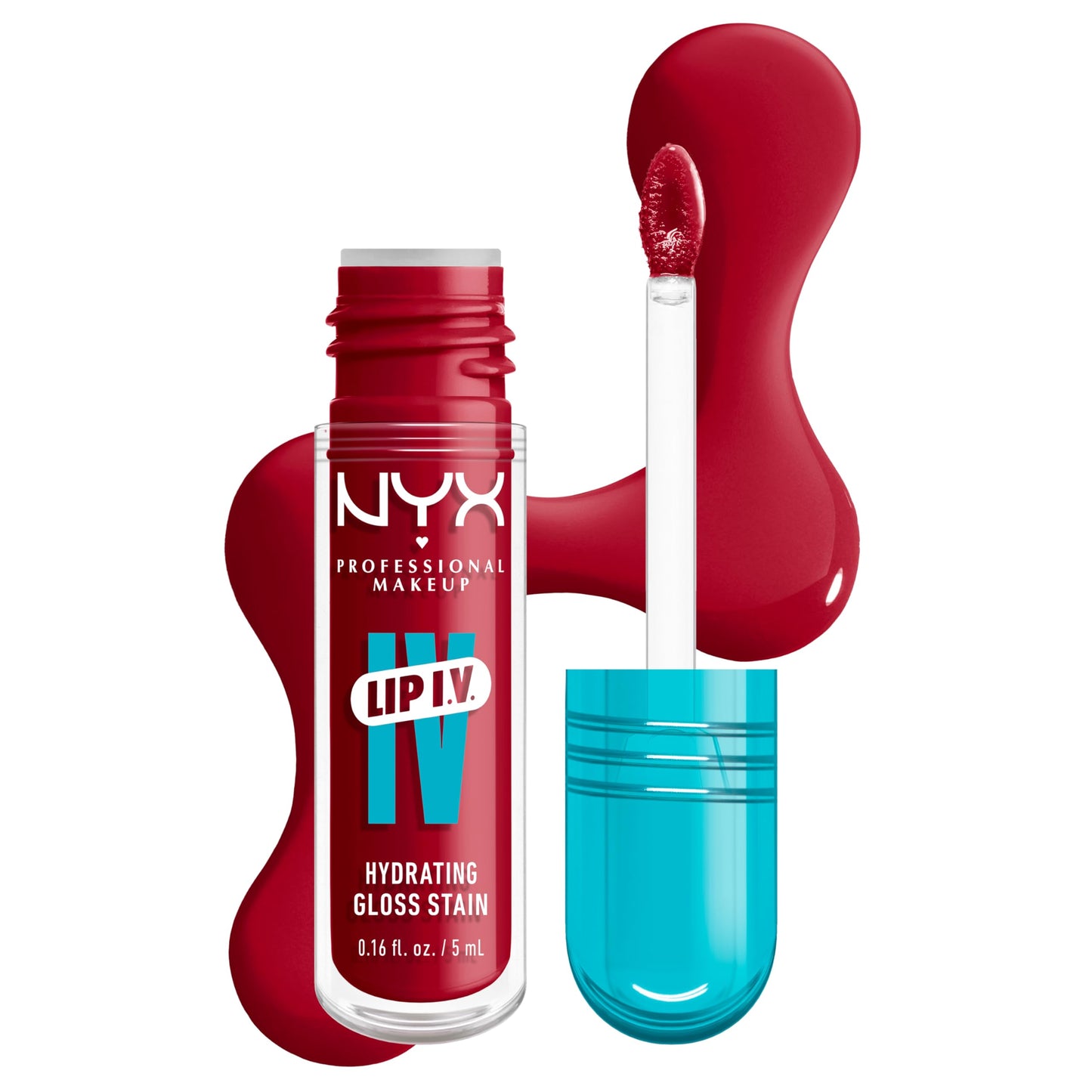 NYX PROFESSIONAL MAKEUP Lip IV Hydrating Glossy Lip Stain with 12HR Hydration - Red-y Set Wet (Red) Beauty & Personal Care NYX PROFESSIONAL MAKEUP