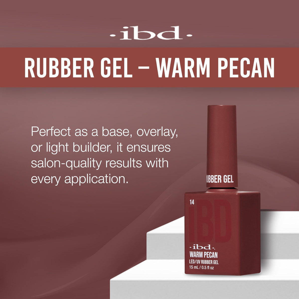 IBD Rubber Gel Polish - Warm Pecan, LED/UV Soak Off Builder Gel for Nails, Strengthening Base Coat for Nail Polish & Extensions, 0.5 fl oz