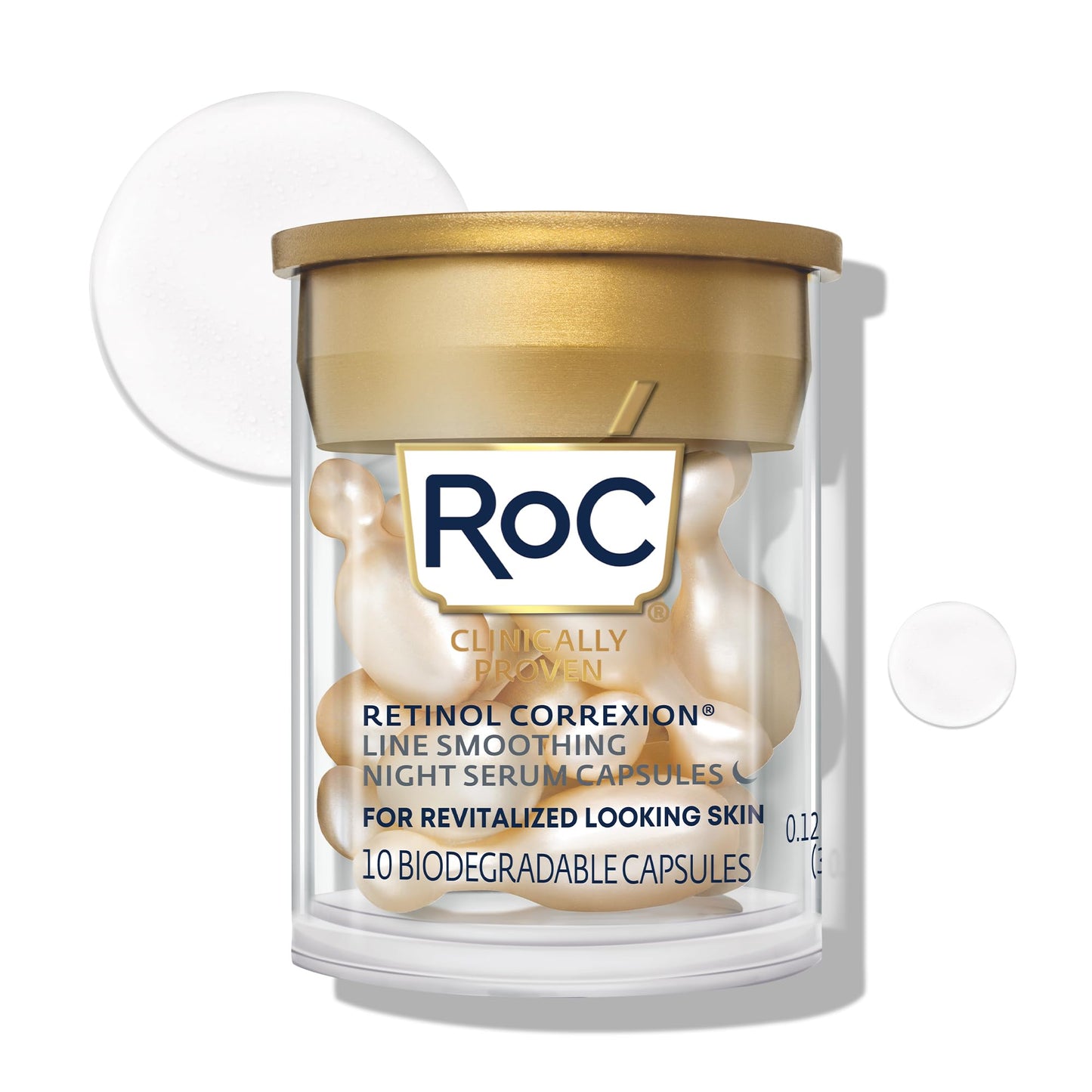 RoC Retinol Correxion Line Smoothing Night Serum Capsules, Daily Anti-Aging Skin Care Treatment for Fine Lines, Dark Spots, Acne Scars, 10 Count Beauty & Personal Care RoC