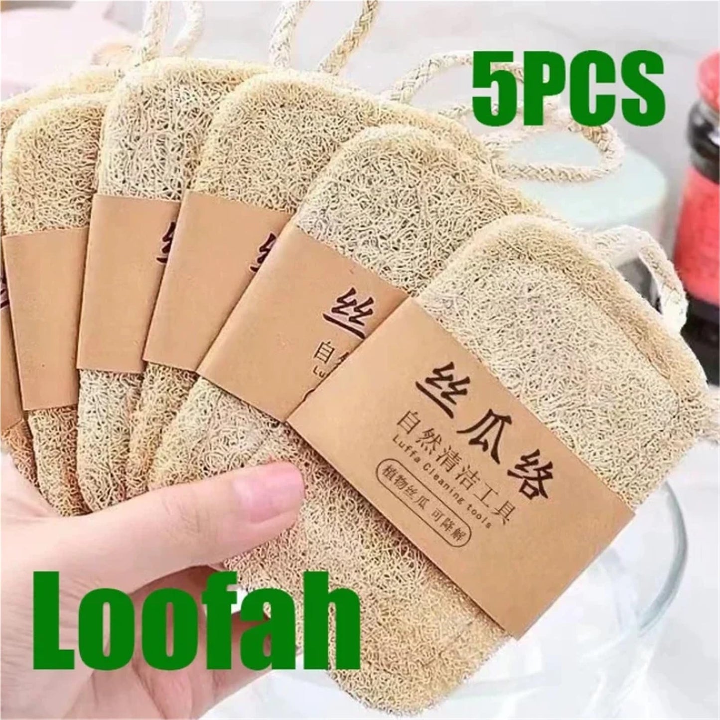 5PCS Natural Loofah Dishwashing Brush Double-Sided Easy to Clean Dishwashing Cloth Quick Drying Nonstick Loofah Cleaning Brush Beauty and Personal Care HIVJEEDYH