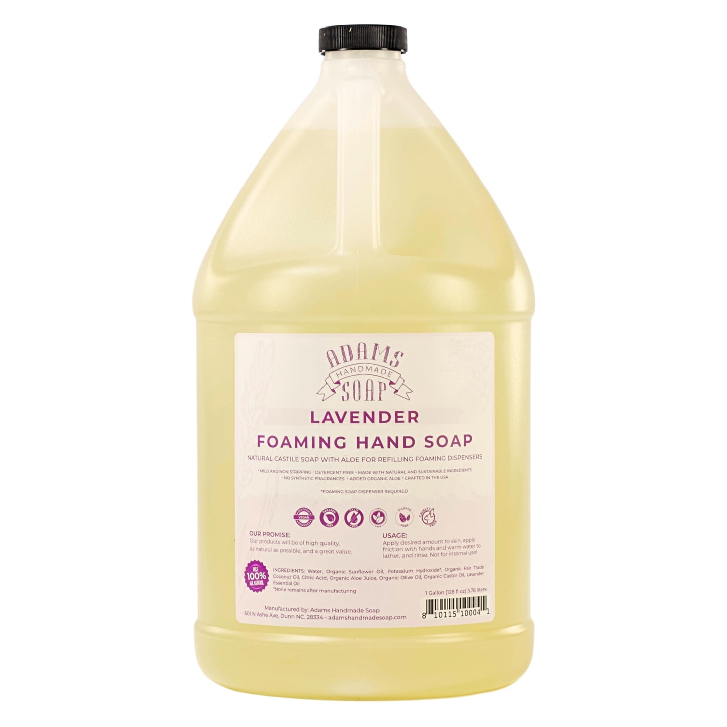 Adams Handmade Soap Liquid Foaming Soap 1 Gal (Lavender, 1 pack) Beauty & Personal Care Adams Handmade Soap