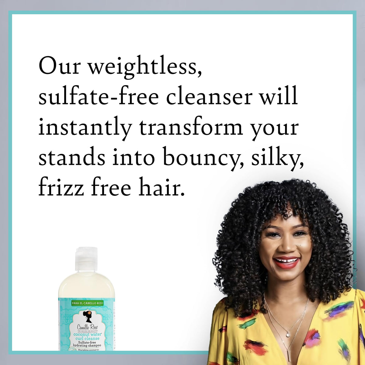 Camille Rose Shampoo, Coconut Water Curl Cleanse - Lightweight Moisturizing Shampoo with Natural Oils for Soft, Bouncy Curls, Frizz Control, 12 Fl Oz
