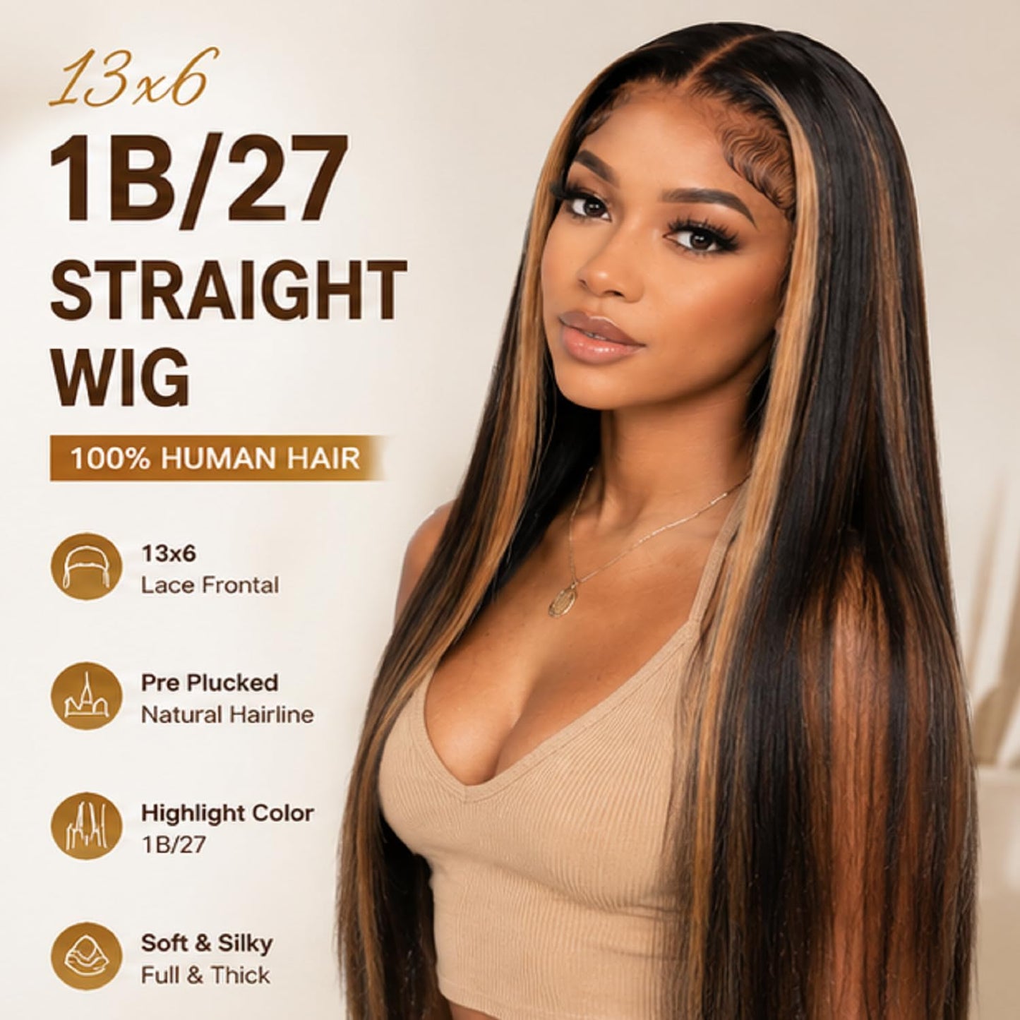 Cypha 1B/27 Ombre Lace Front Wig Human Hair Straight 13x6 HD Lace Frontal Wigs Human Hair Pre Plucked 180% Density Highlight Lace Front Colored Wig Beauty and Personal Care Cypha