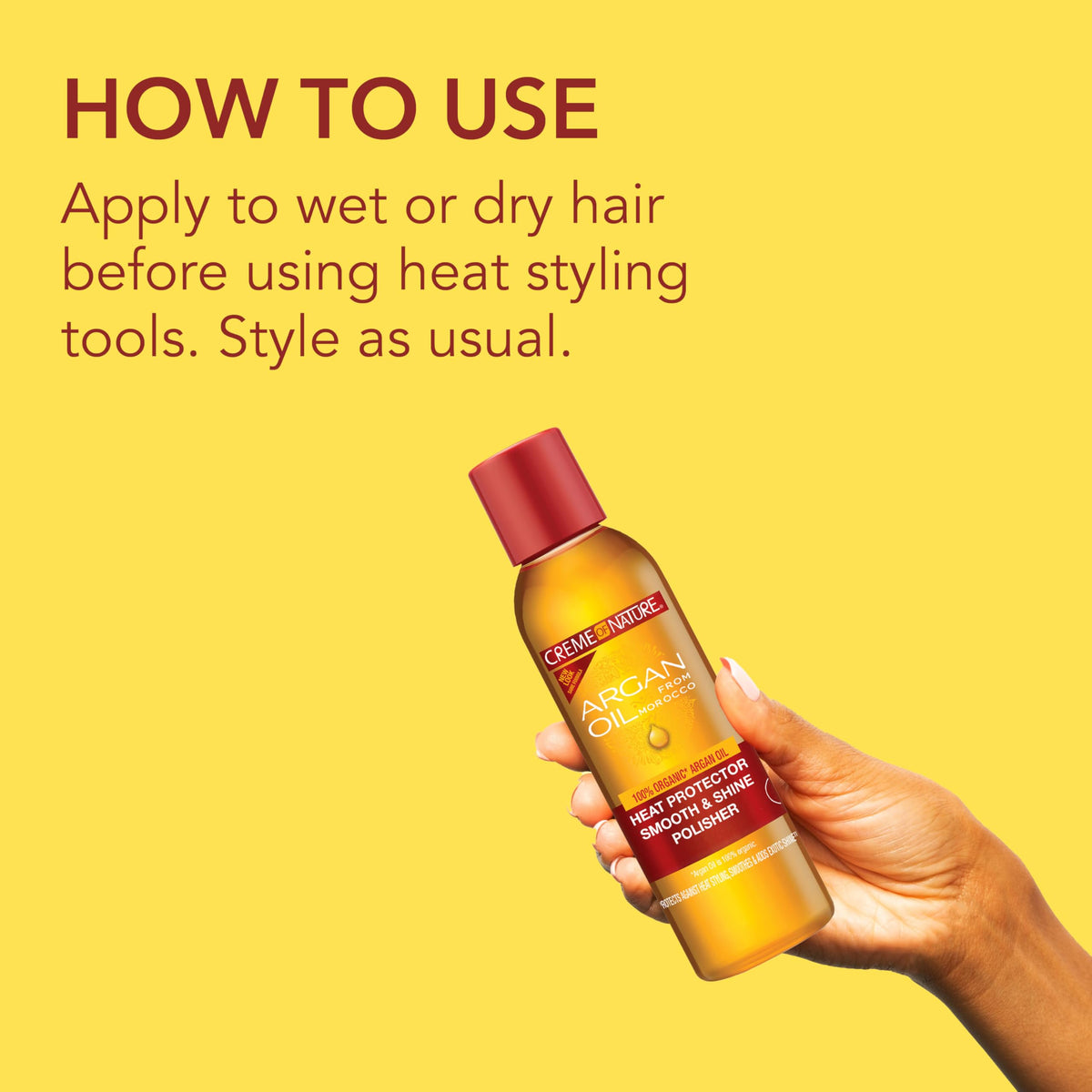 Creme of Nature Heat Protector Smooth & Shine Polisher, Smooths Hair, Protects Up to 450°F, Infused with Argan Oil, Stocking Stuffer for Women, 4 fl Beauty & Personal Care Creme of Nature