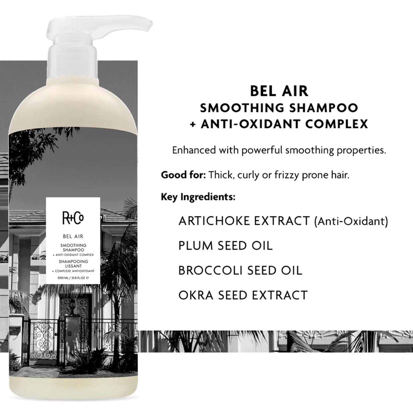 R+Co Bel Air Smoothing Shampoo and Conditioner Liter Set - Anti-Oxidant Complex for Smooth, Frizz-Free Hair for All Hair Types - UV Protection, Shine Beauty & Personal Care R+Co