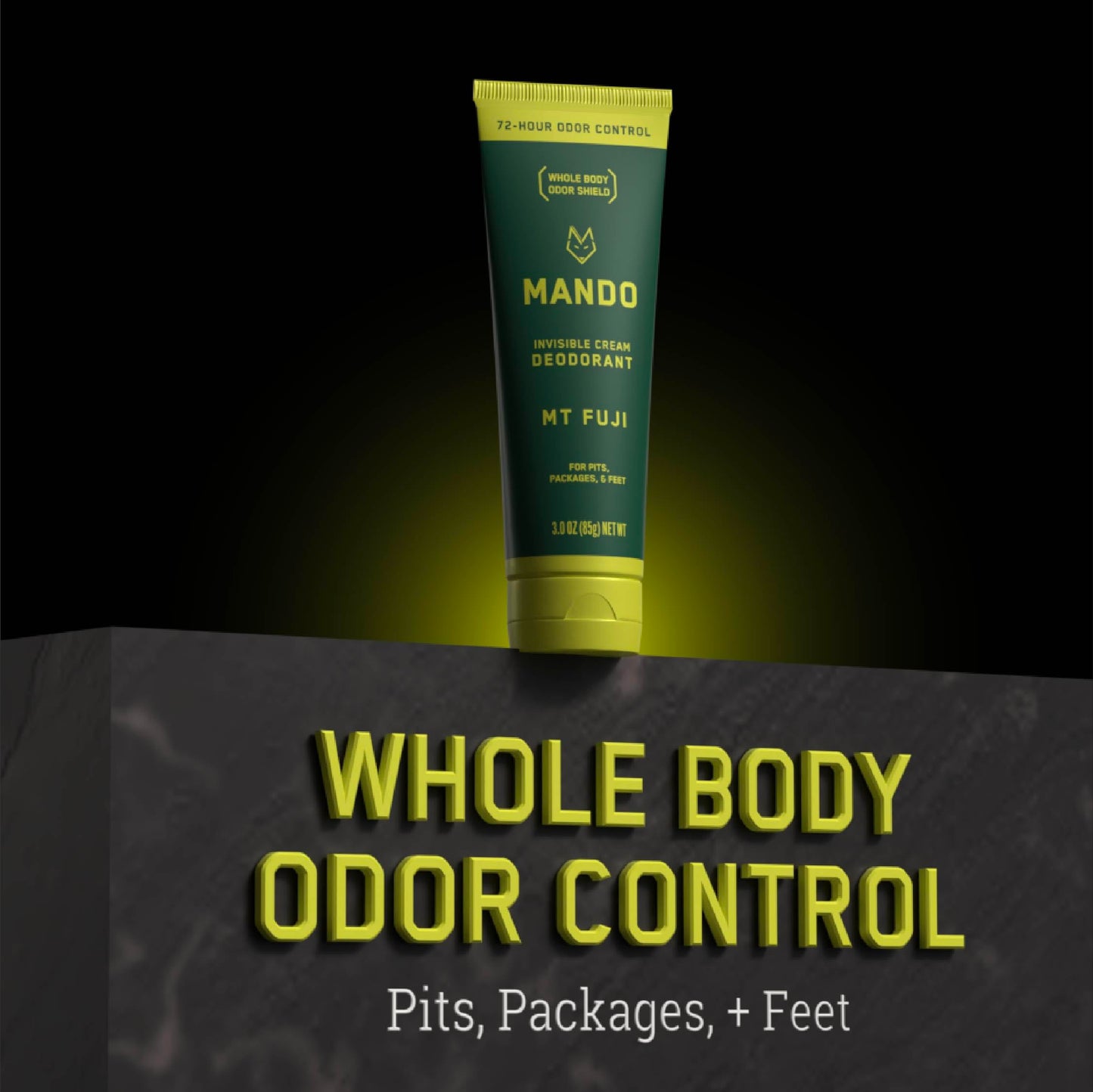 Mando Whole Body Deodorant For Men - Invisible Cream - 72 Hour Odor Control - Aluminum Free, Baking Soda Free, Skin Safe - 3 Ounce Tube (Mt Fuji) Beauty and Personal Care Mando