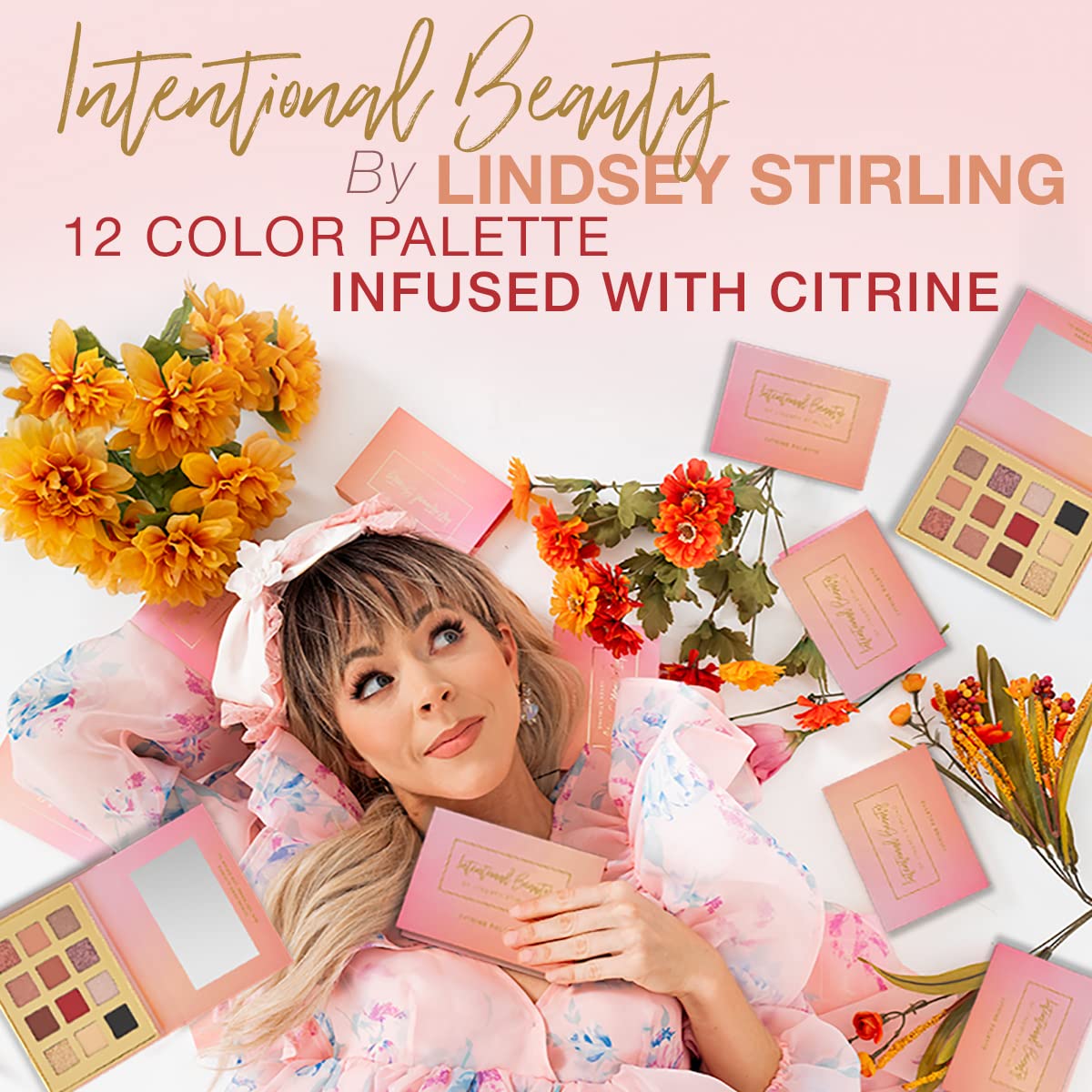 bellapierre Lindsey Stirling Citrine Palette | 12 Color Eyeshadow Palette Infused with Citrine Crystal | Non-Toxic & Paraben Free | Cruelty Free Beauty & Personal Care bellapierre