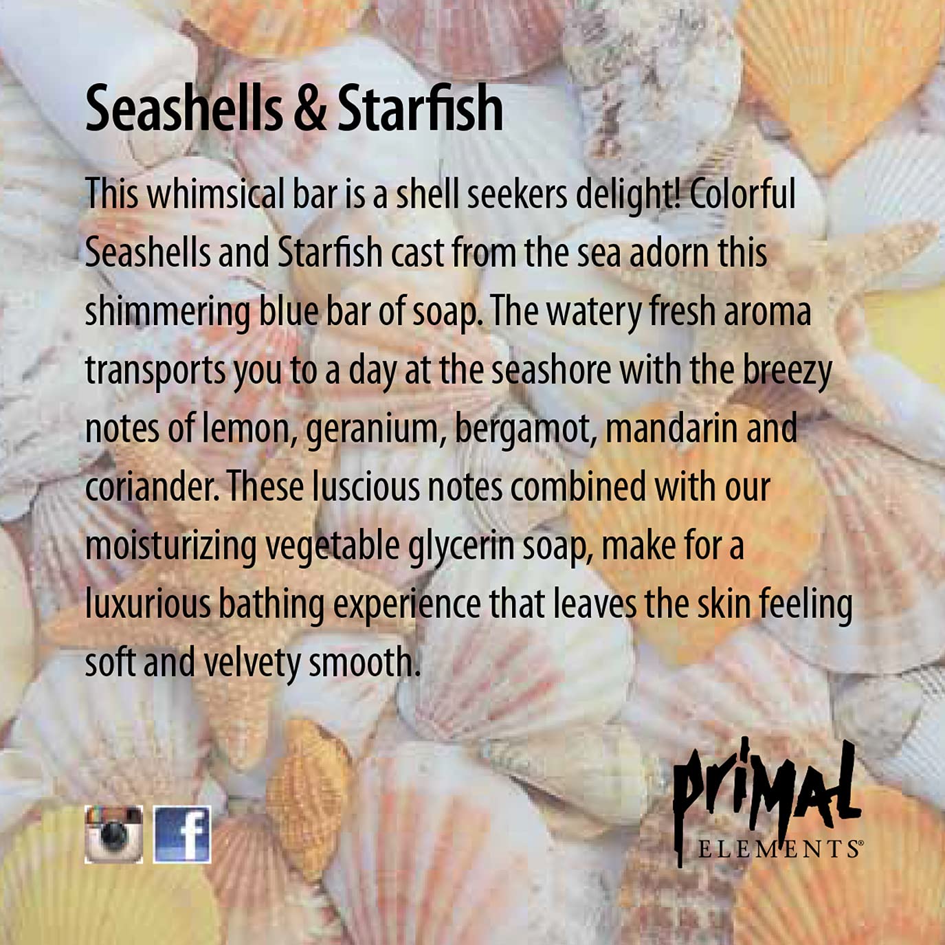 Primal Elements Wrapped Bar Soap, Seashells & Starfish, 5.8 Ounce Beauty & Personal Care Primal Elements