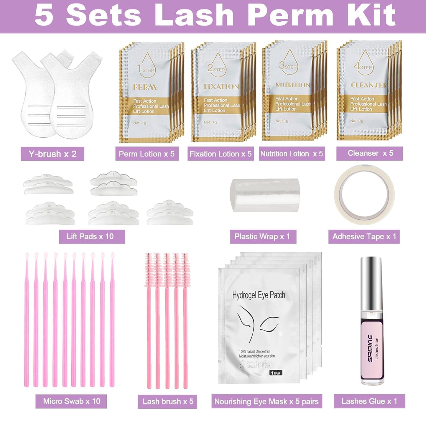 Lash Lift Kit, Eyelash Perm Kit, 5 Sets Lash Perm Kit Eyelash Lift Kit, Eyebrow Lamination Easy for Beginner, Professional Eyelash Curling Lash… Beauty & Personal Care Siripine