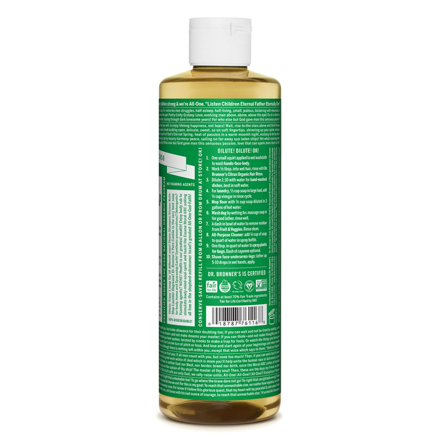 Dr. Bronner's Pure-Castile Magic Soap Liquid (Almond, 16 Ounce) - Made with Regenerative Organic Certified Oils, 18-in-1 Uses: Face, Body, Hair Beauty & Personal Care Dr. Bronner's