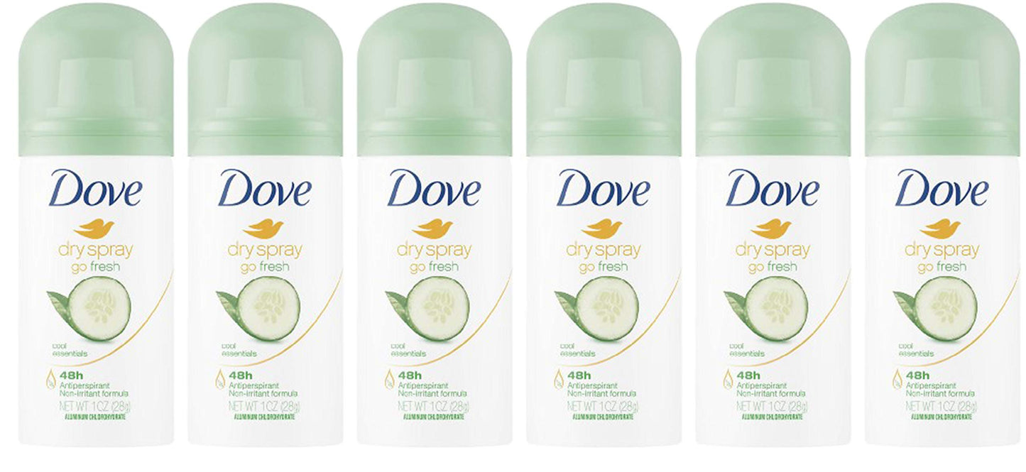 Dove Antiperspirant Spray, Dry Spray Antiperspirant Cool Essentials Cucumber Scent, Travel Size 1 Ounce (Pack of 6) Beauty and Personal Care Dove