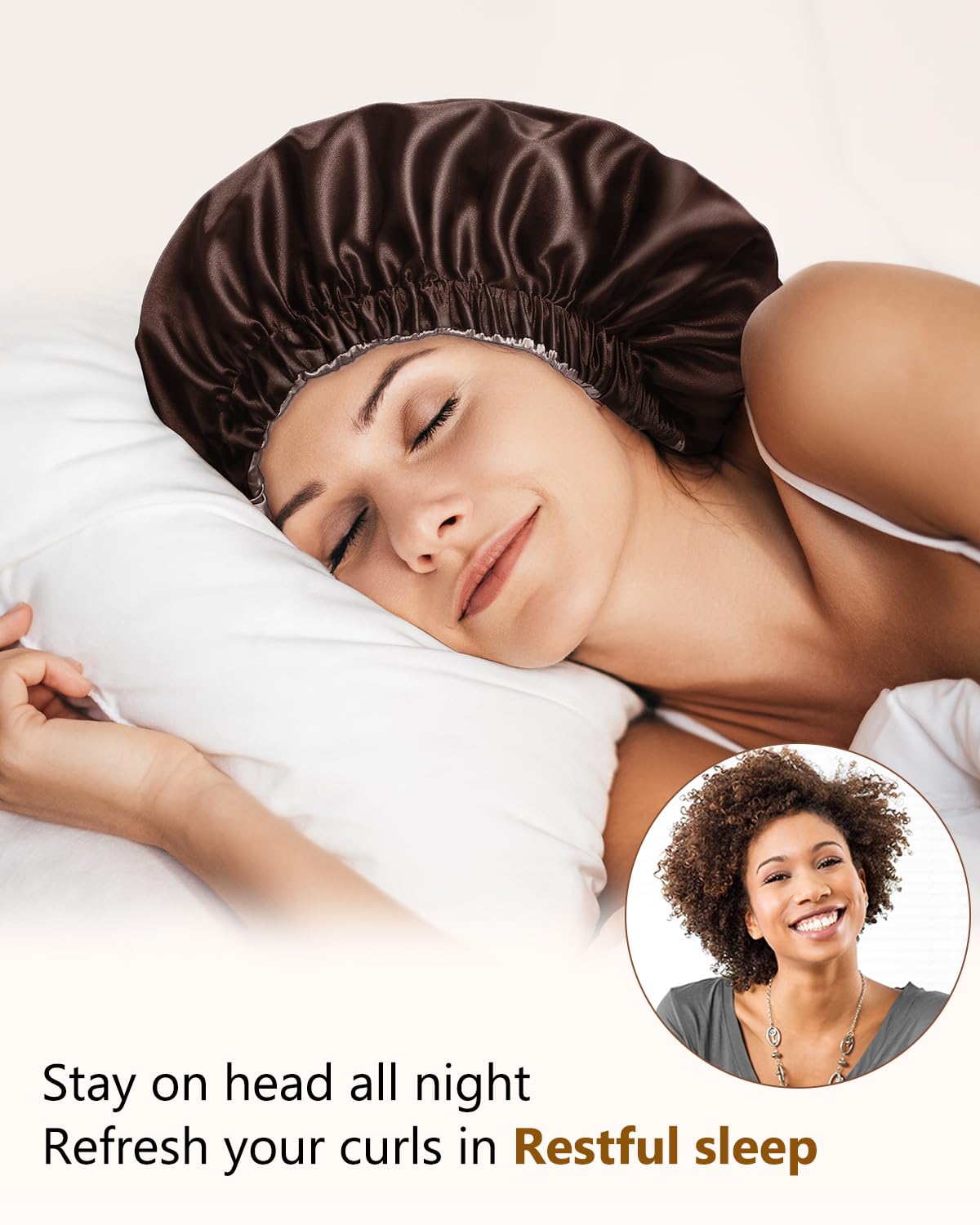 mikimini Satin Bonnet Pack of 2 for Men and Women, Reversible Double Layer Sleeping Silk Bonnet for Curly Hair Braids with Adjustable Widened Elastic Beauty & Personal Care mikimini