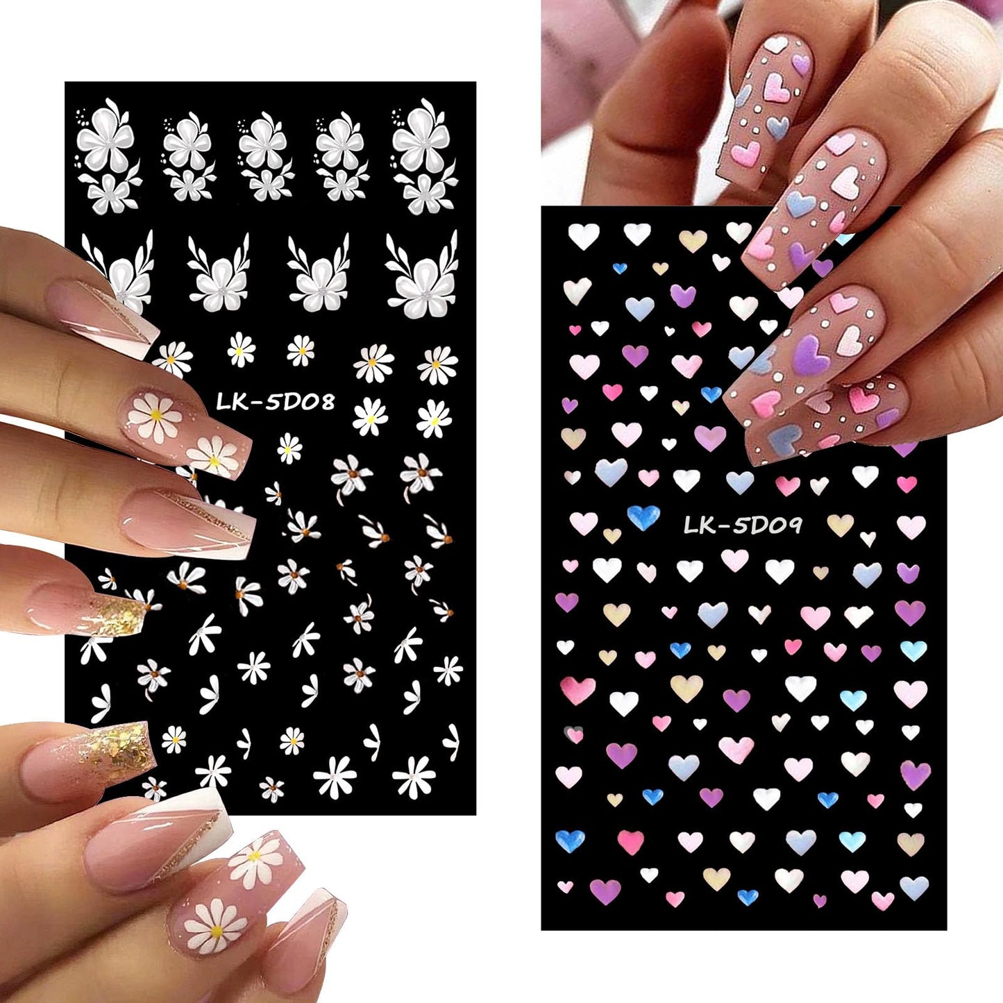 VOTACOS Flower Nail Art Stickers Decals 5D Embossed Nail Decals Spring Summer Nails Design Self-Adhesive Supplies Accessories 3D Flower for Women Beauty and Personal Care VOTACOS