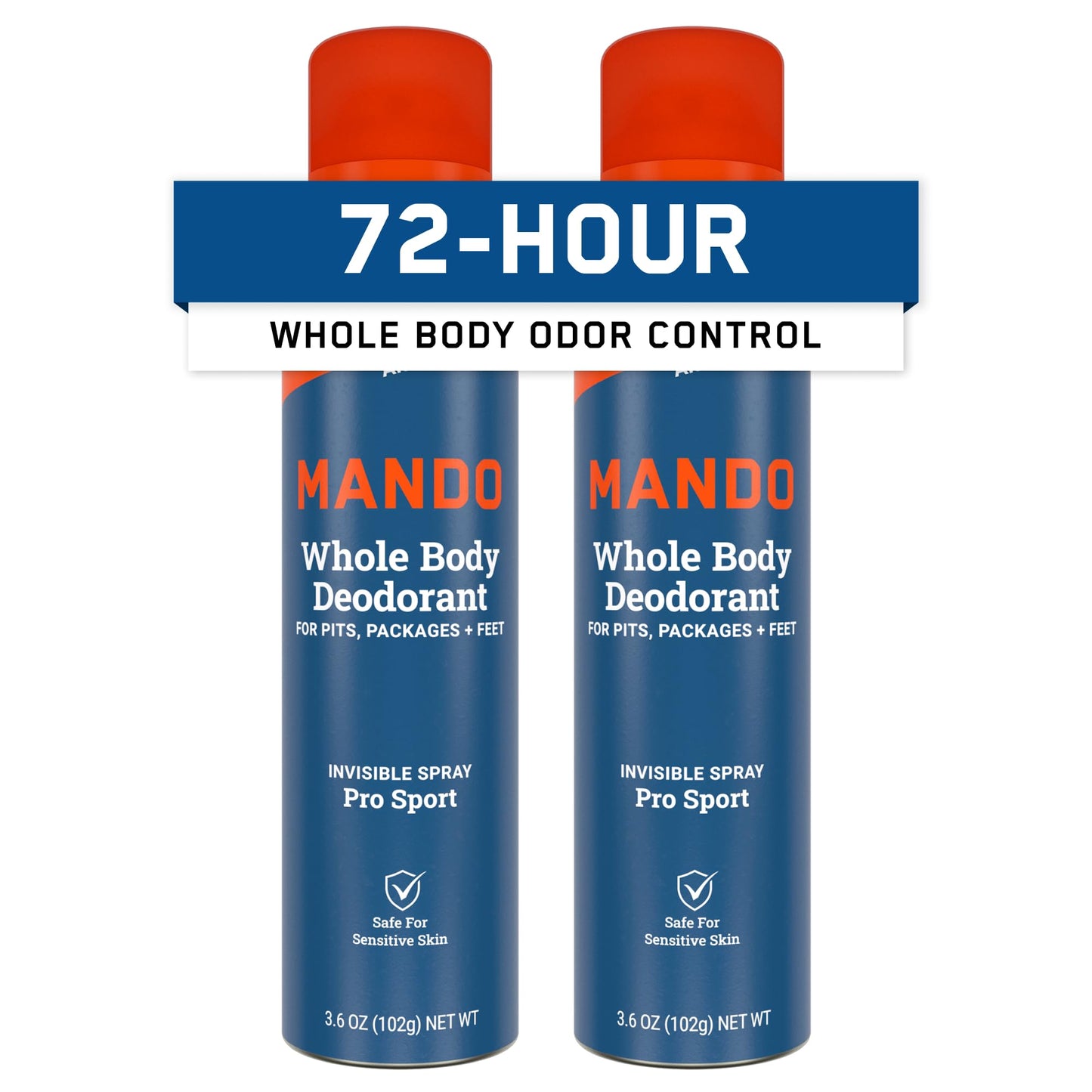 Mando Whole Body Deodorant For Men - Invisible Spray Deodorant - 72 Hour Odor Control - Low Irritation Formula - Aluminum Free, Benzene Free - 2 pack Beauty and Personal Care Mando