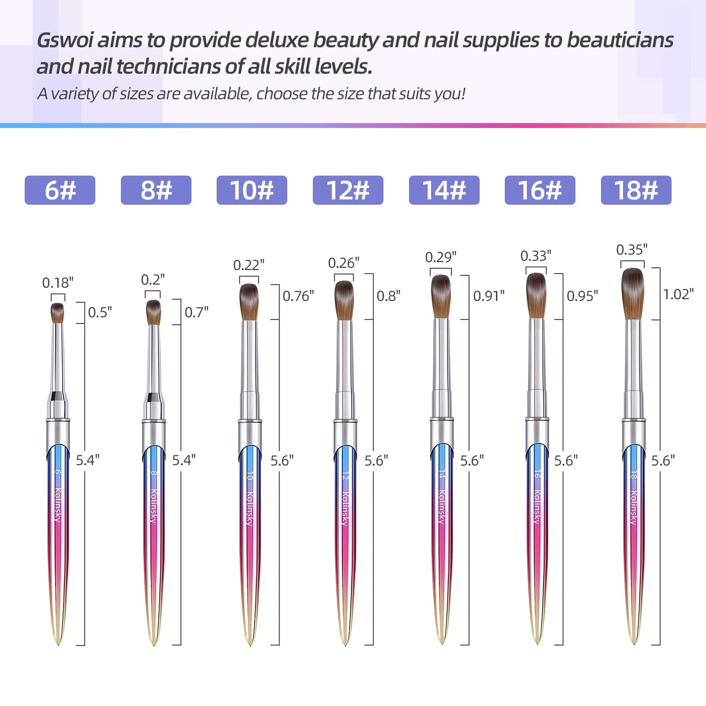 100% Kolinsky Acrylic Nail Brush,3D Pure Handmade Round Shape Size 12 Nail Brushes for Acrylic Application, Professional Nail Art Brush Manicure Beauty & Personal Care GSWOI