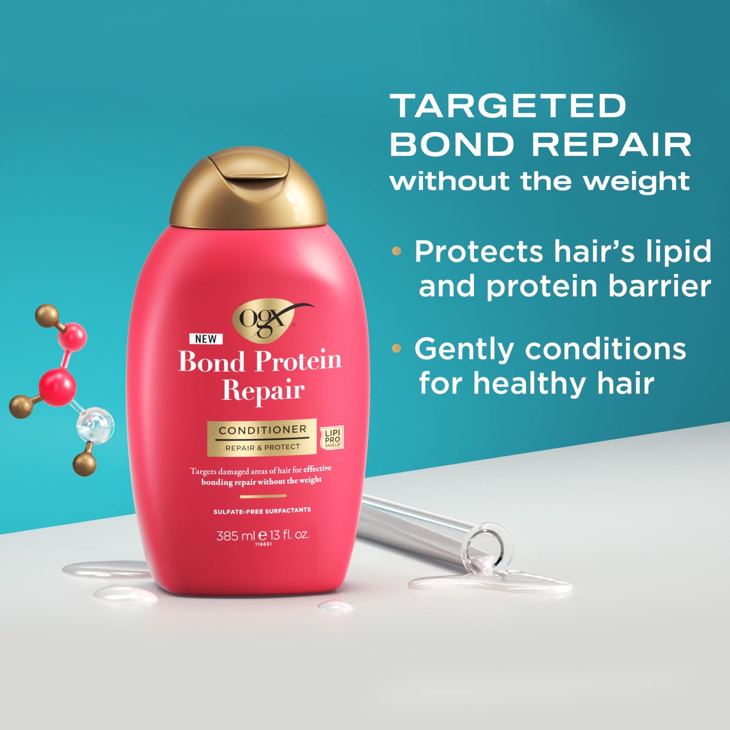 OGX Repair + Protect Bond Protein Repair Shampoo and Conditioner Set, targets damaged areas for bond protection, sulfate-free, hydrating care Beauty & Personal Care OGX
