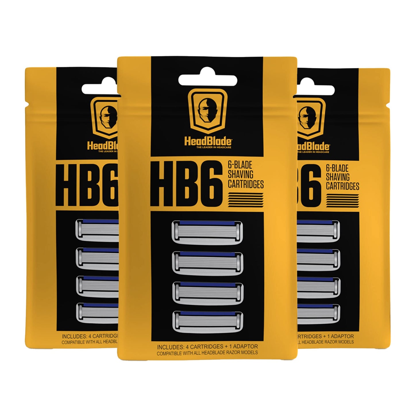 HeadBlade Men's HB6 Refill Shaving Razor Blades - 6 Stainless Steel Blades for No Tugging or Pulling, Shave Less, Works for Face, Body, and Scalp (12 Beauty and Personal Care HeadBlade