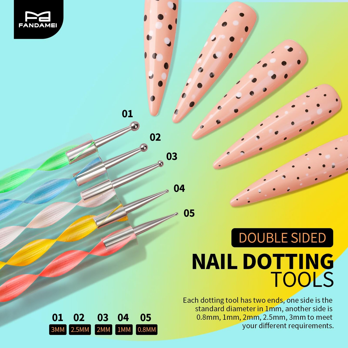 FANDAMEI Nail Art Tools, Nail Brush, 15 PCS Nail Art Brushes, 5 PCS Nail Dotting Tool, Nail Stand, Nail Holder For Painting Nails, Nail Tools, Nail Beauty and Personal Care Fandamei