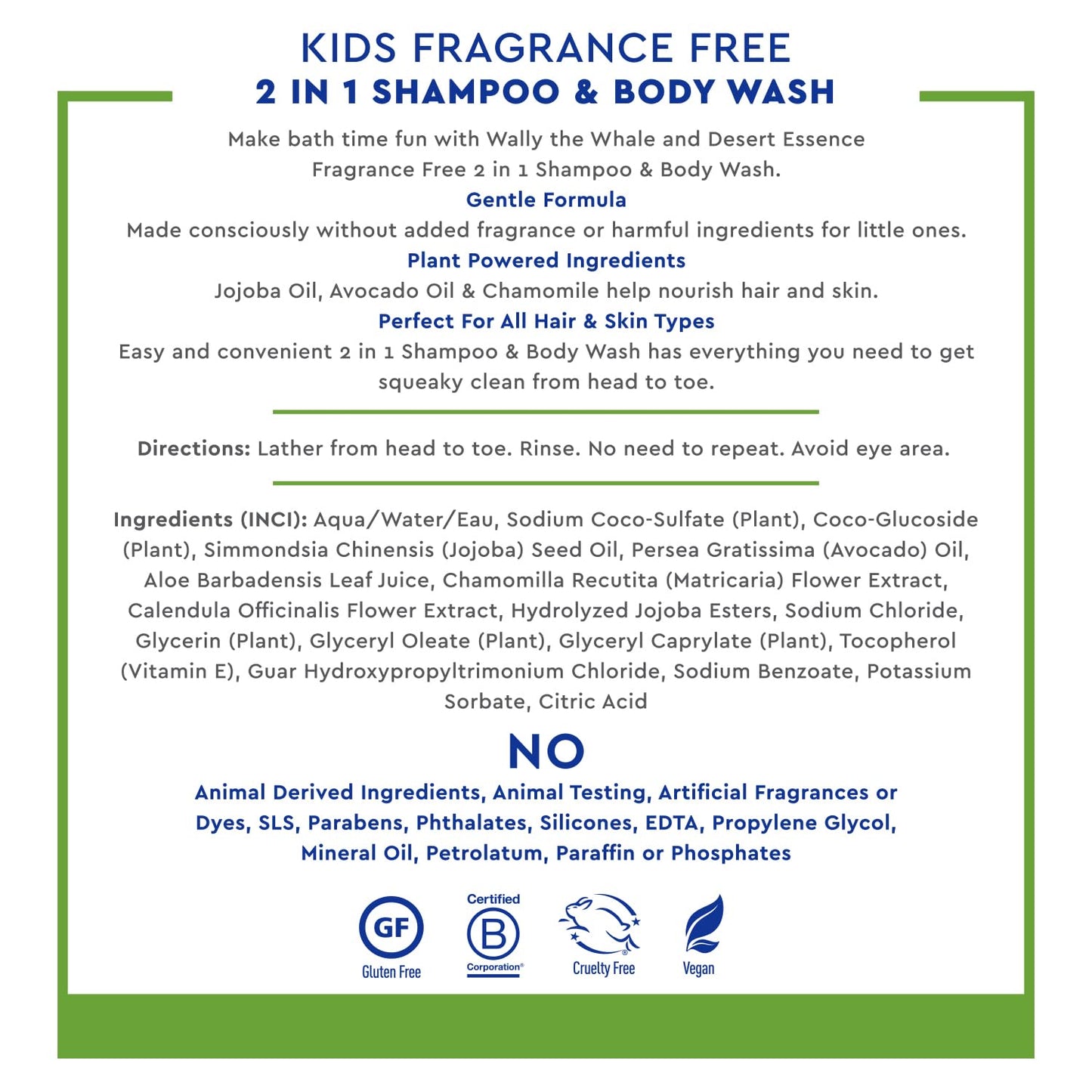 Desert Essence Kids Fragrance Free 2-in-1 Shampoo & Body Wash, Gentle Cleanser for Children’s Hair and Skin, Tear-Free Bath Wash for Kids, 12 fl oz Beauty & Personal Care Desert Essence