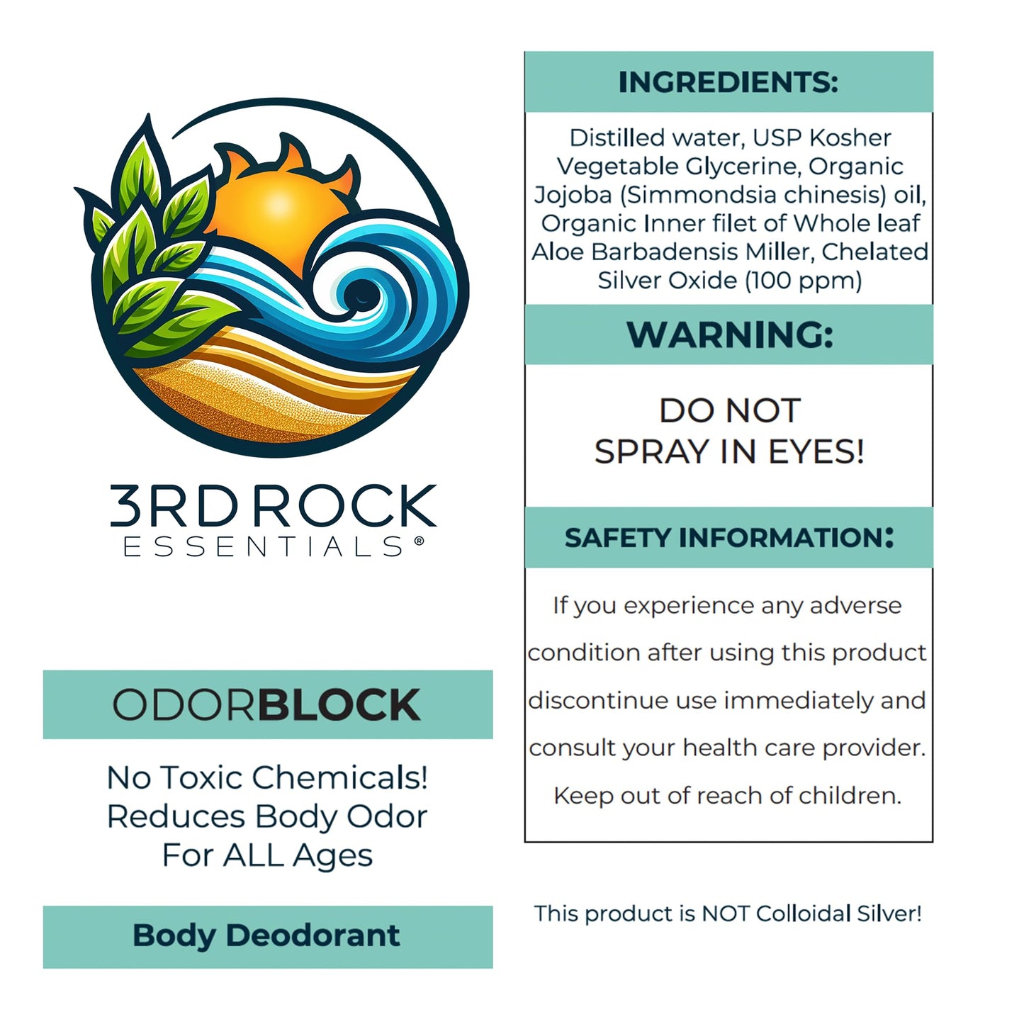 3rd Rock Essentials - ODORBlock Unscented Body Deodorant - Non Toxic Aluminum Free Invisible Deodorant Spray - All Natural Personal Care (2.0 oz Beauty and Personal Care 3rd Rock Essentials