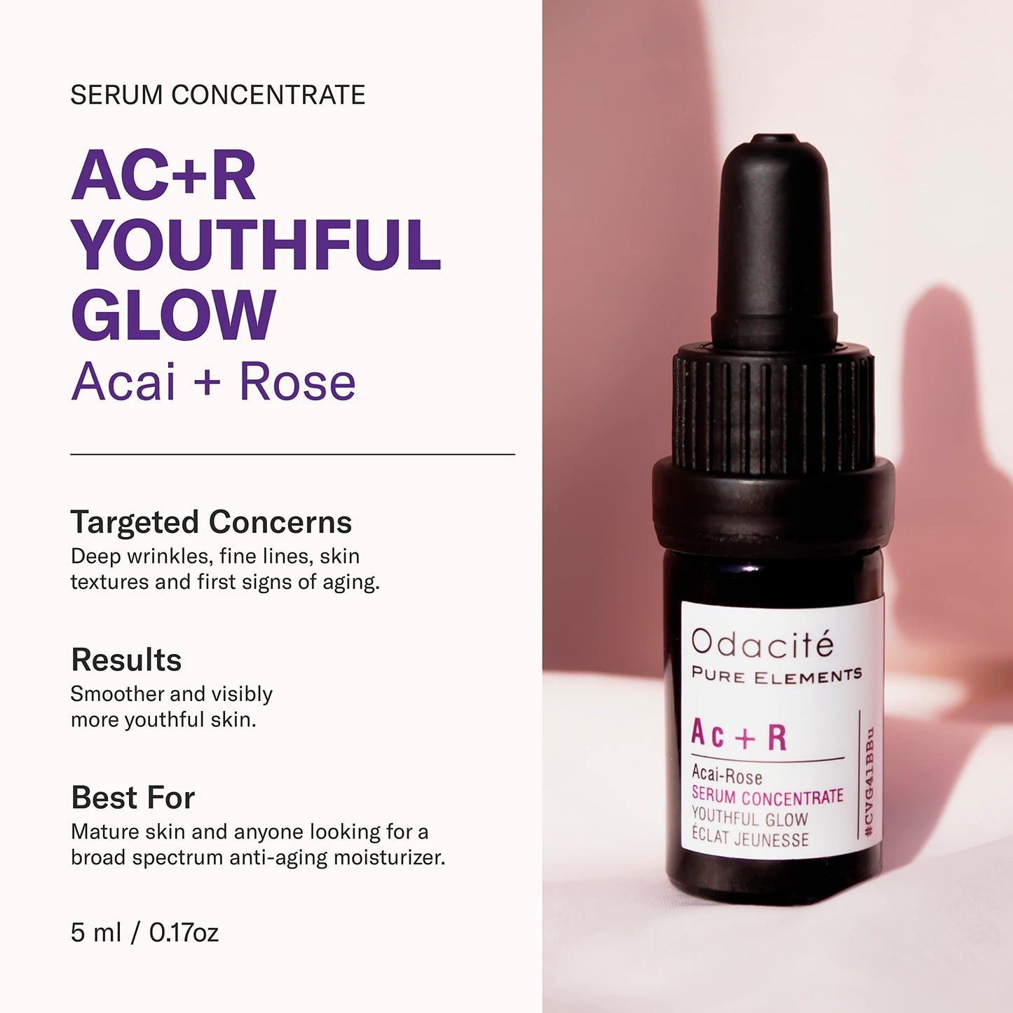 Odacité Anti Aging Serum Concentrate with Acai + Rose - Revitalizing Facial Oil, Youthful Glow, Improves Skin Tone, Wrinkles, and Firmness, Age Beauty & Personal Care ODACITE