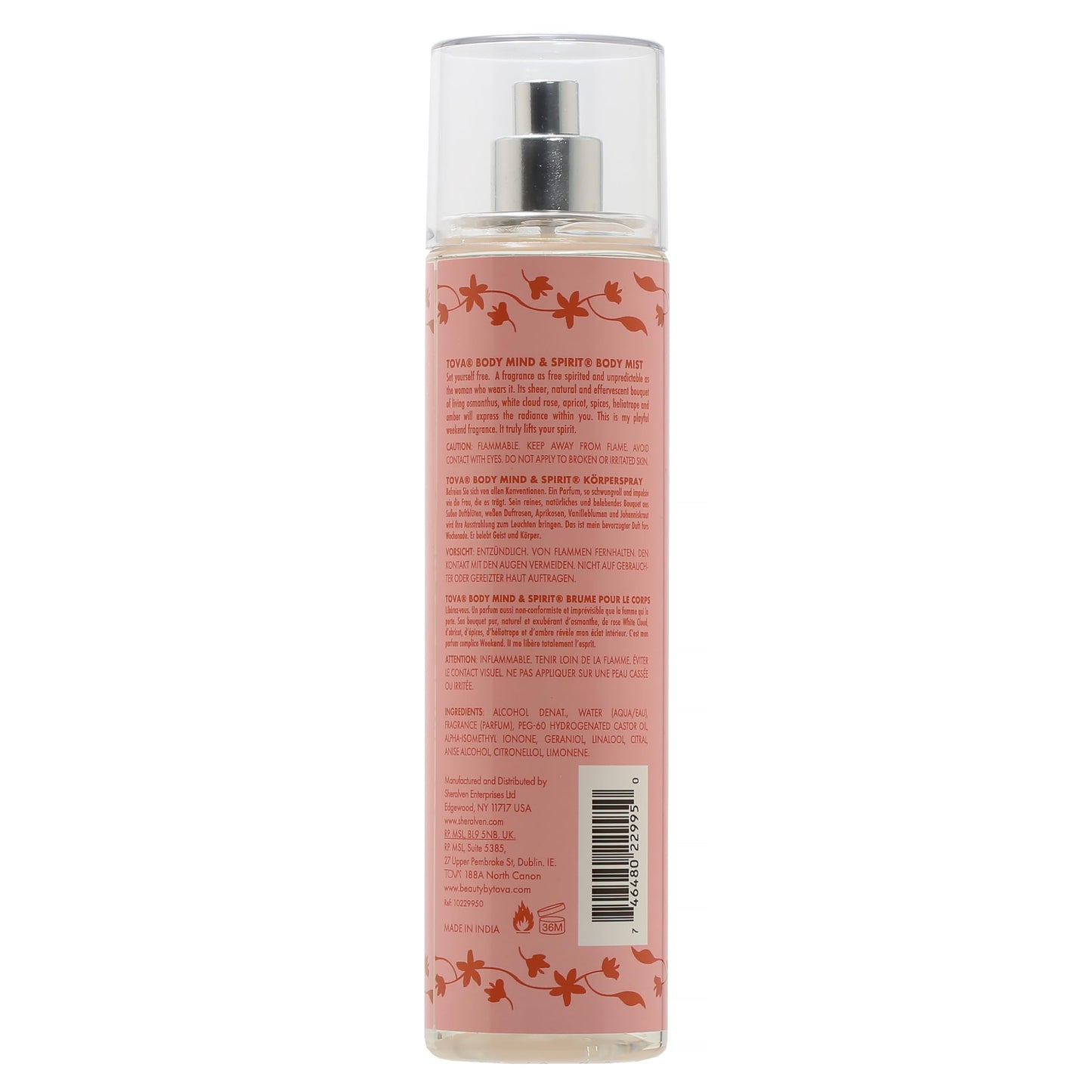 Tova Body Mind & Spirit Body Mist - Refreshing Floral Perfume Mist for Women - Light Long-Lasting Body Spray with Osmanthus, Apricot & Amber Beauty & Personal Care Tova