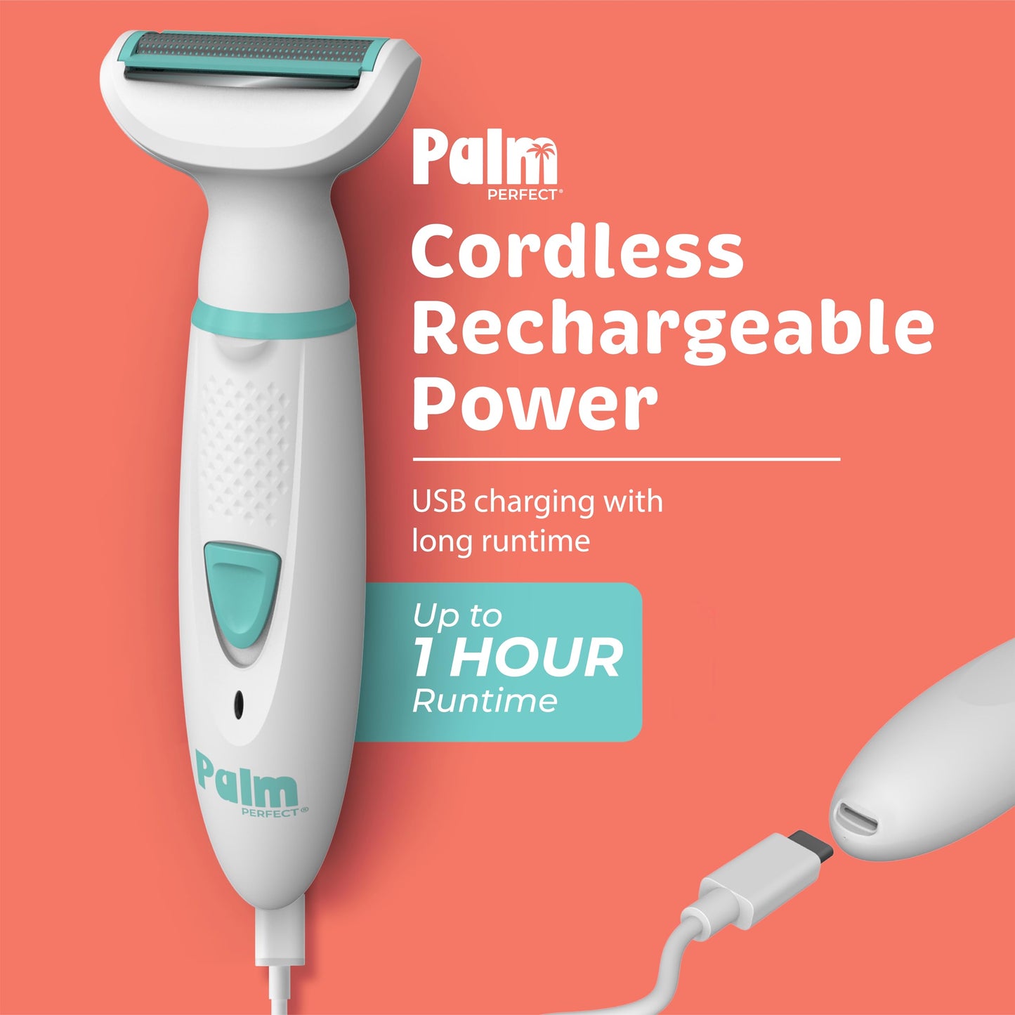 PalmPerfect Rechargeable Shaver for Women - Waterproof Electric Razor with Built-in LED Light - Includes Space-Saving Shower Wall Mount and USB Beauty and Personal Care palmperfect
