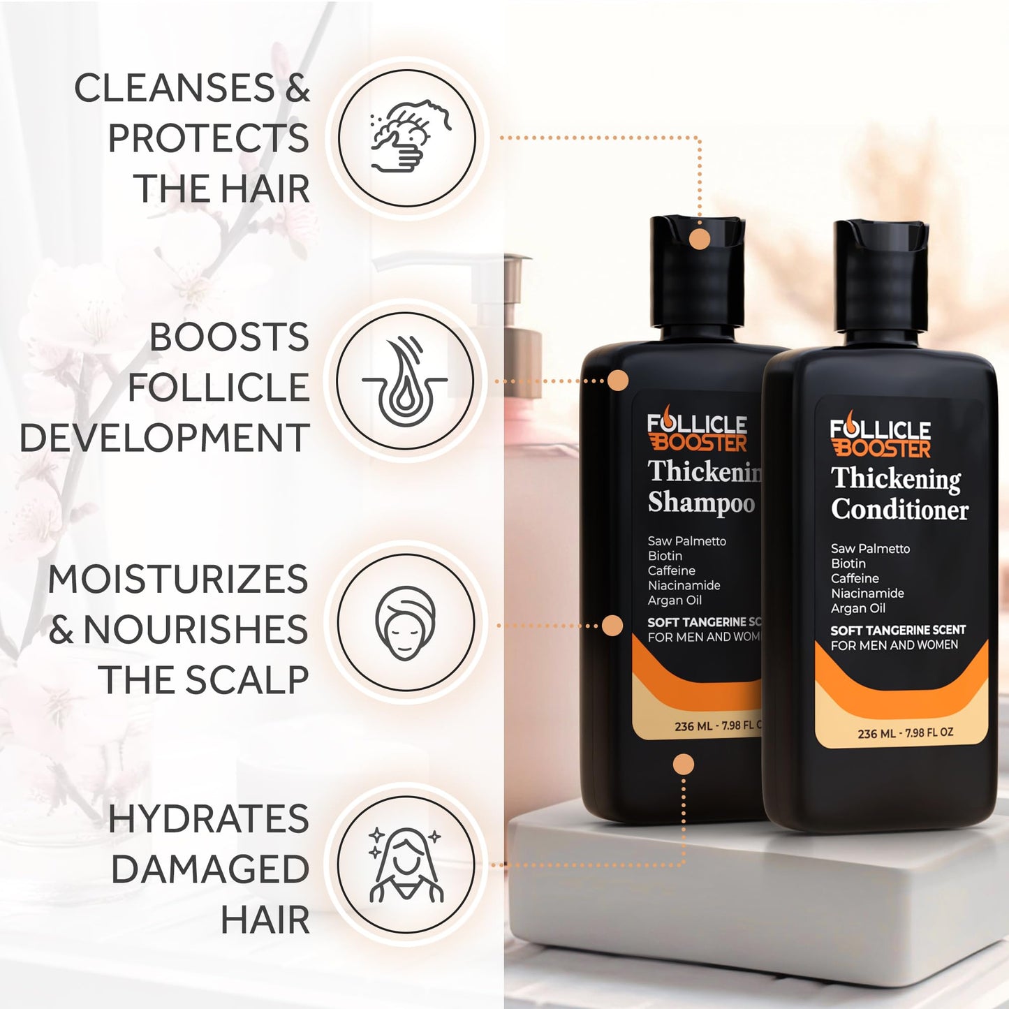 Biotin Hair Growth Shampoo and Conditioner Set for Men and Women - Thickening Treatment for Thinning Hair - Natural and Vegan DHT Blocker for Hair Beauty & Personal Care FOLLICLE BOOSTER