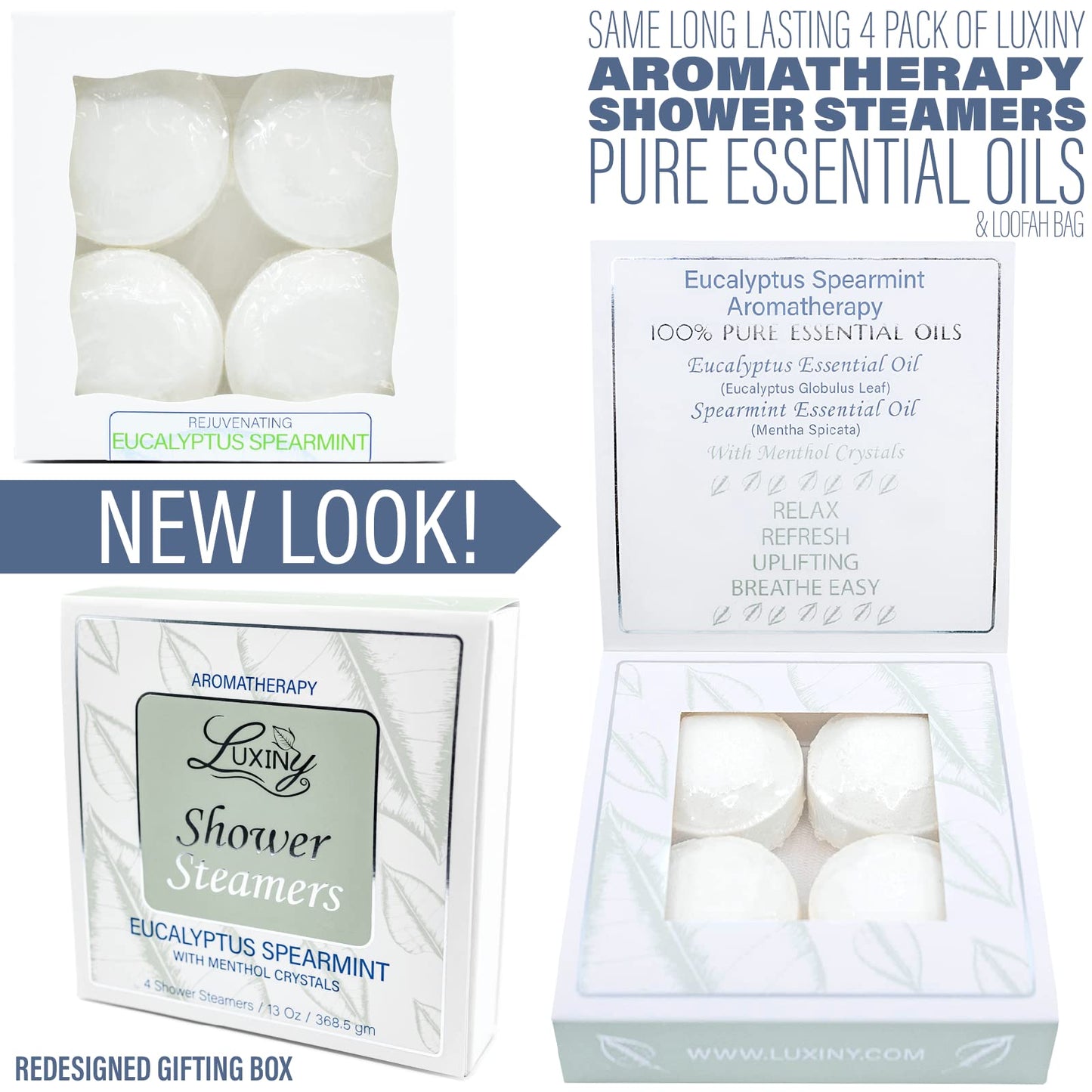 Eucalyptus Shower Steamer Aromatherapy in Your Shower, American Made by Luxiny, Shower Bomb Tablets Melt to Release a Vapor for Natural Stress Relief… Beauty & Personal Care Luxiny