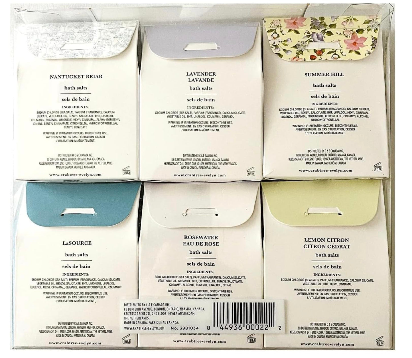 Crabtree & Evelyn Bath Sea Salts Aromatherapy Spa Variety (Summer Hill, Lavender, Nantucket Briar, LaSource, Rosewater, Lemon Citron) 6 X 3.5 oz Beauty and Personal Care Crabtree & Evelyn
