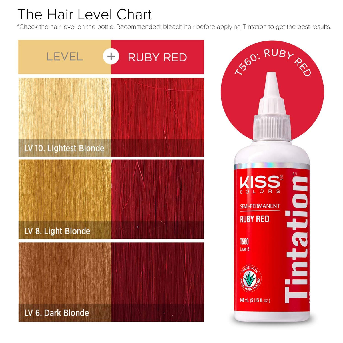 Red by Kiss Tintation Semi-Permanent Hair Color, Aloe Vera Water Based, Argan Oil, Olive Oil, Collagen & Keratin, Long-Lasting Color Dye (Ruby Red, 5 Beauty & Personal Care Red By Kiss
