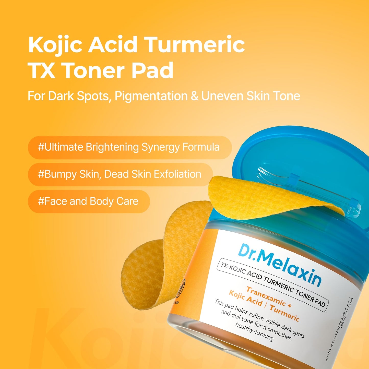 Dr.Melaxin TX Kojic Acid Turmeric Toner Pads with Tranexamic Acid, Brightening Toner Pad for Pigmentation & Dark Spot Care, Gentle Keratin Care Beauty and Personal Care Dr.Melaxin