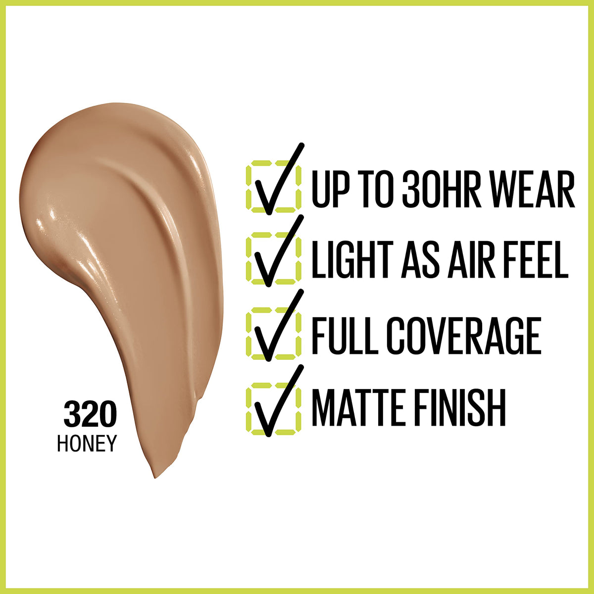 Maybelline Super Stay Full Coverage Liquid Foundation Active Wear Makeup, Up to 30Hr Wear, Transfer, Sweat & Water Resistant, Matte Finish, Honey, 1