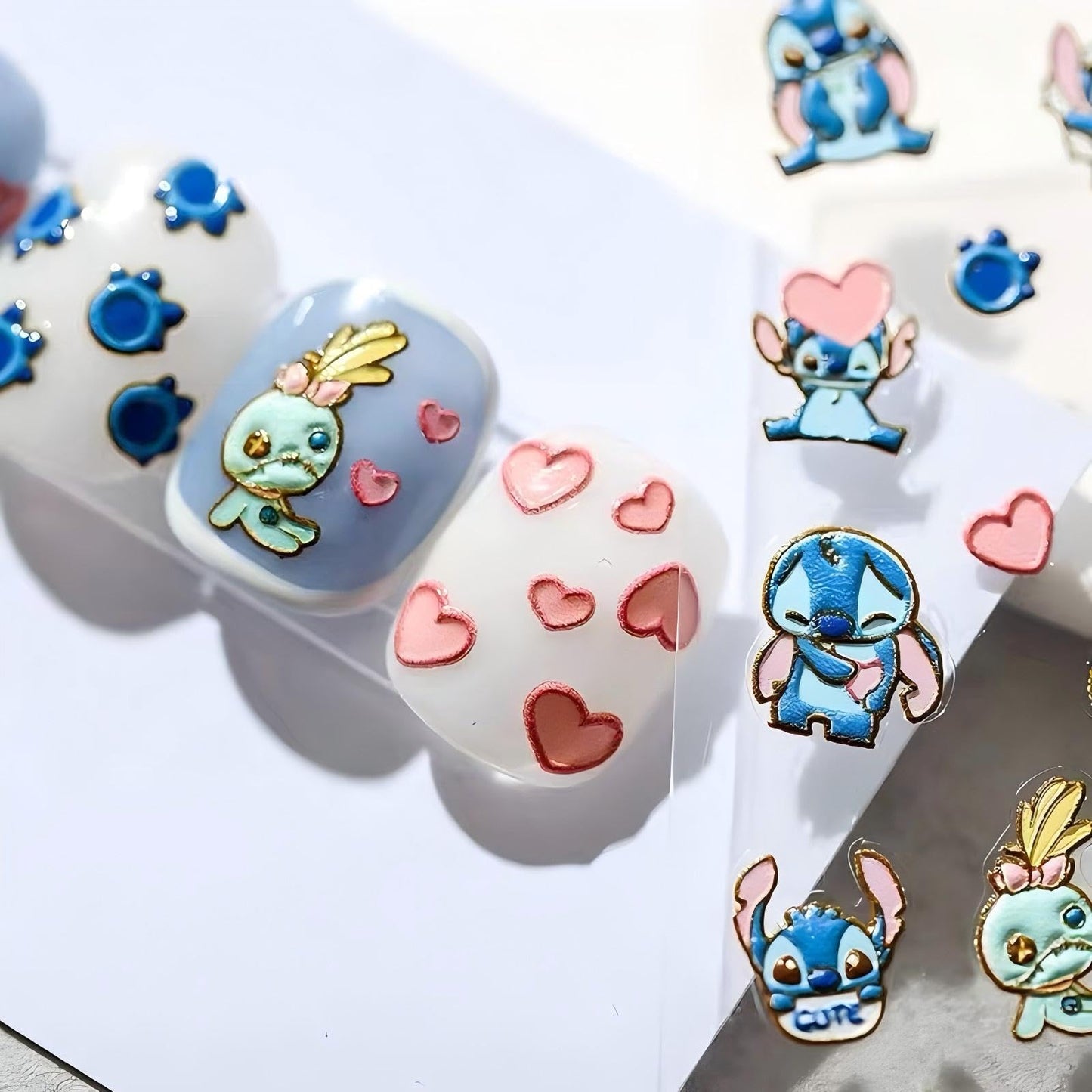 Dedyel 5D Embossed Cute Nail Art Stickers Cartoon Kawaii Design Anime Self Adhesive Nail Stickers for Women Kids Girls Nails Art Decorations Beauty & Personal Care Dedyel